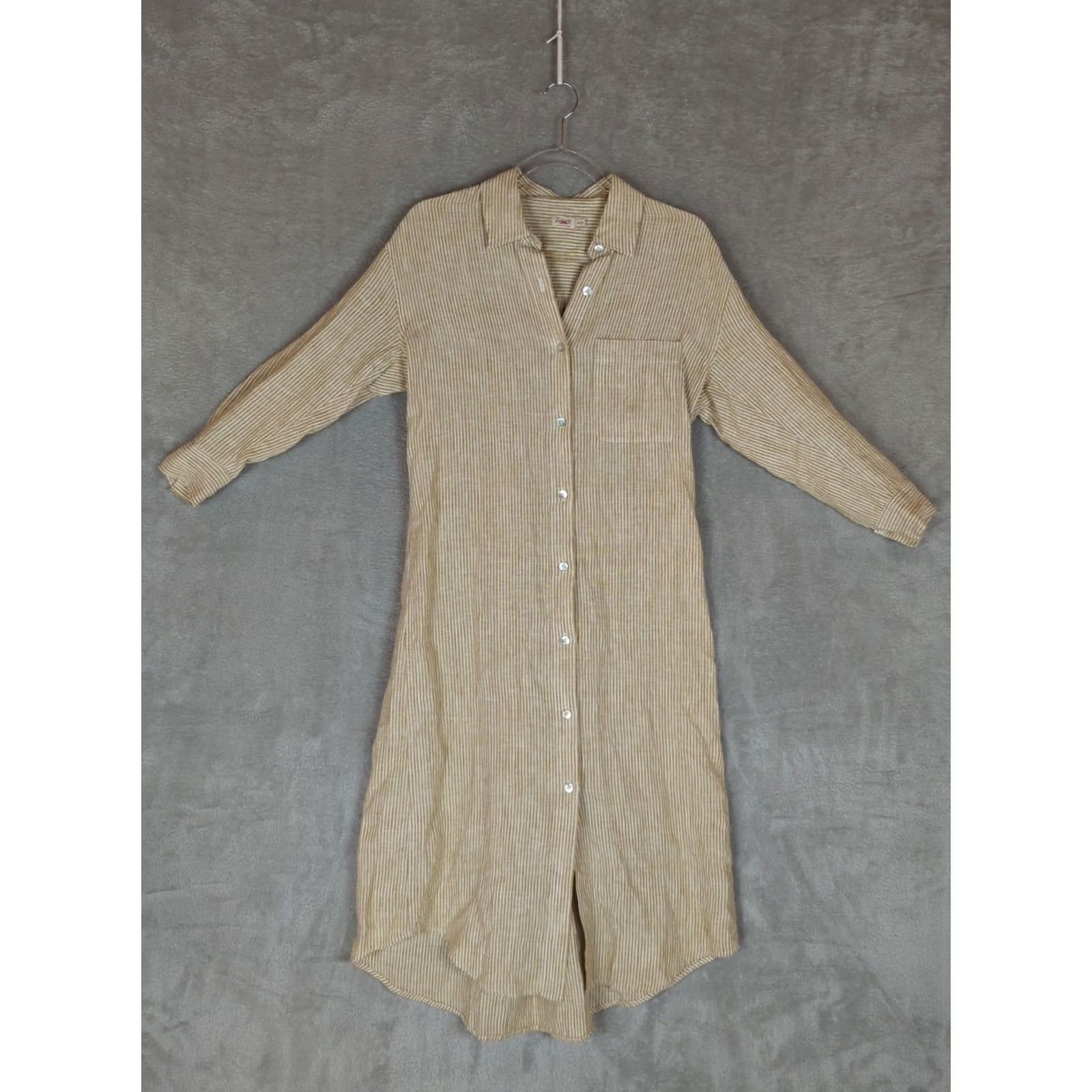Faherty VINTAGE Faherty Laguna Linen Maxi Dress XS Golden Sun Stripe Coastal Preppy Resortwear Size XS / US 0-2 / IT 36-38 - 2 Thumbnail