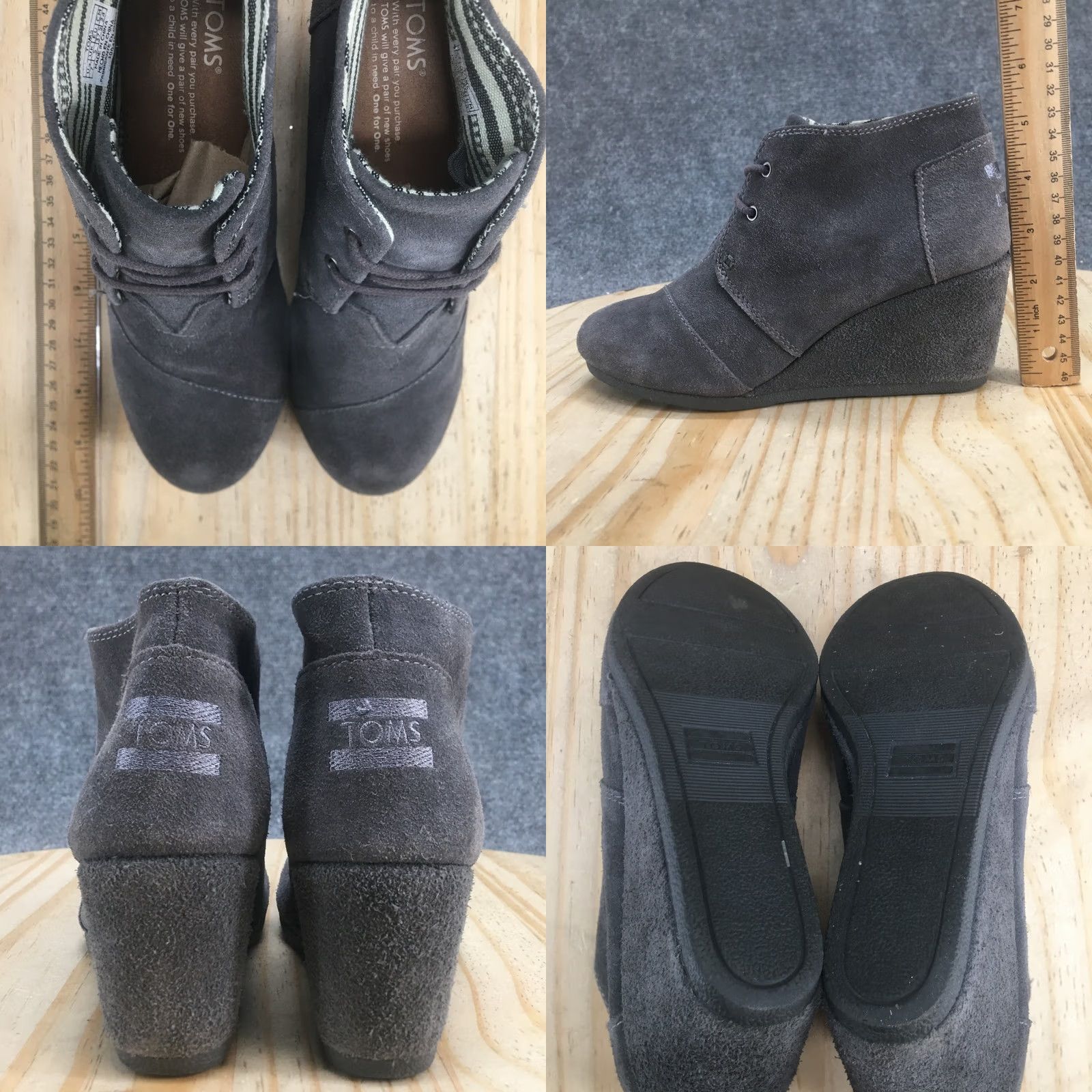 Toms TOMS Boots Womens 7 Desert Wedge Gray Lace Up Casual Comfort Ankle Top 300415 Size M / US 6-8 / IT 42-44 - 8 Thumbnail
