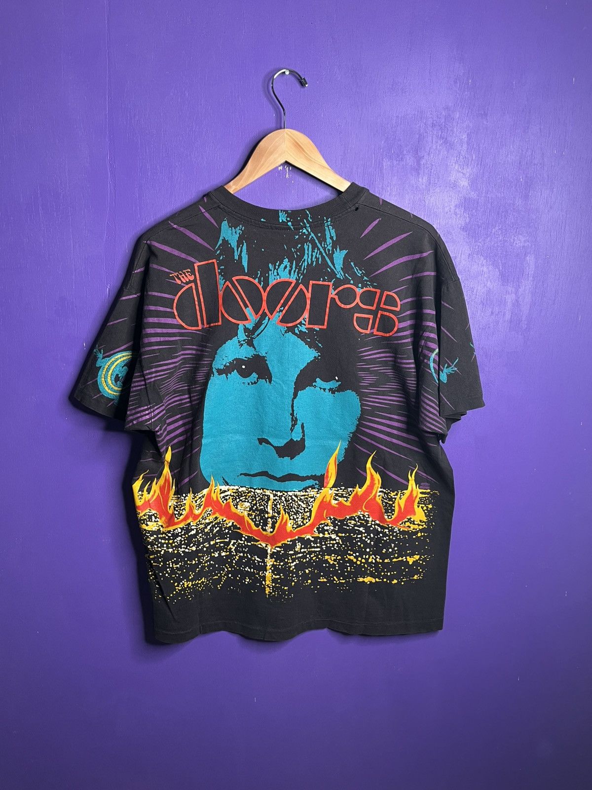 Band Tees × Vintage Vintage 90s The Doors Jim Morrison flames AOP t-shirt Size US L / EU 52-54 / 3 - 2 Thumbnail