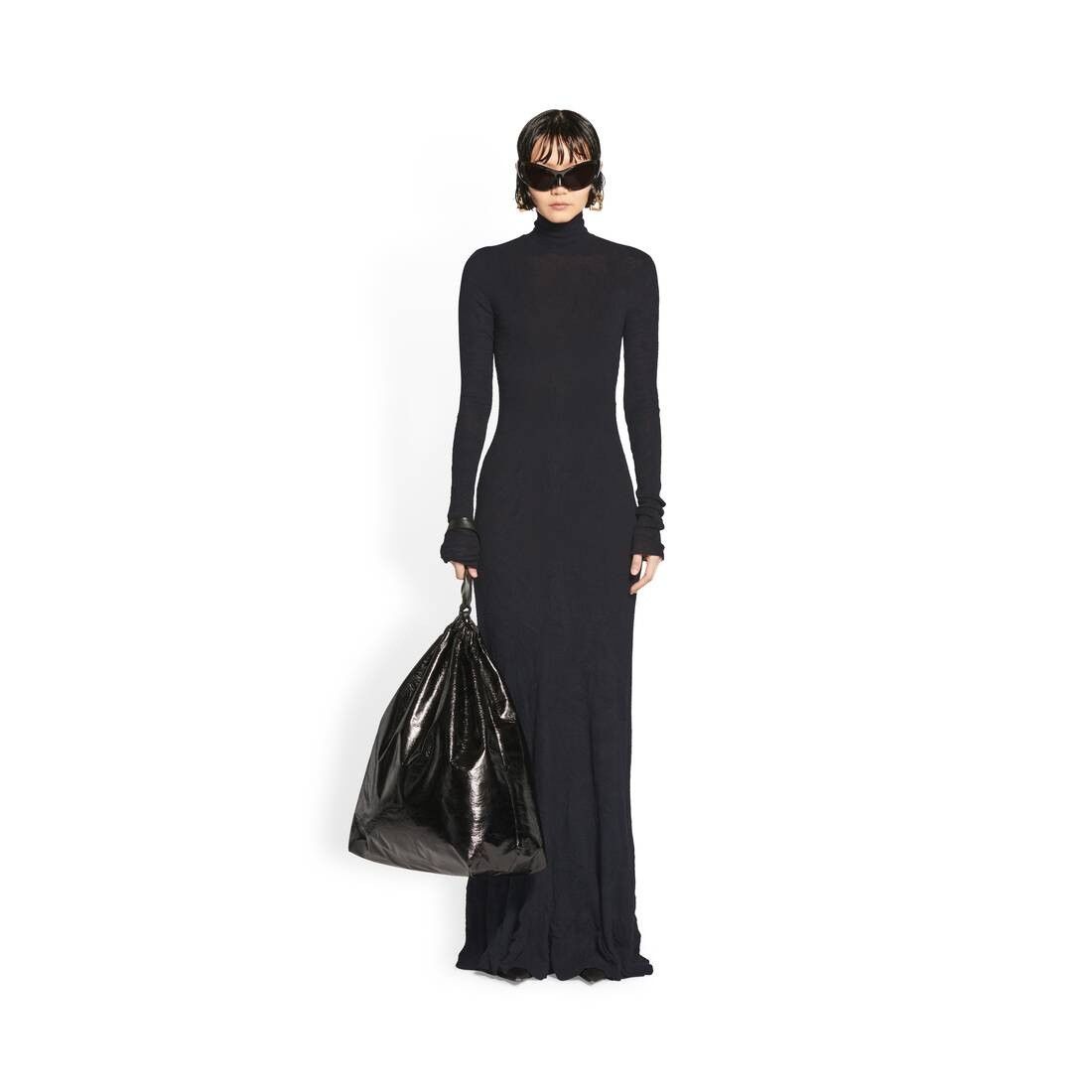 Balenciaga o1mt1gz1224 Maxi Godet Dress in Black Size S / US 4 / IT 40 - 3 Thumbnail