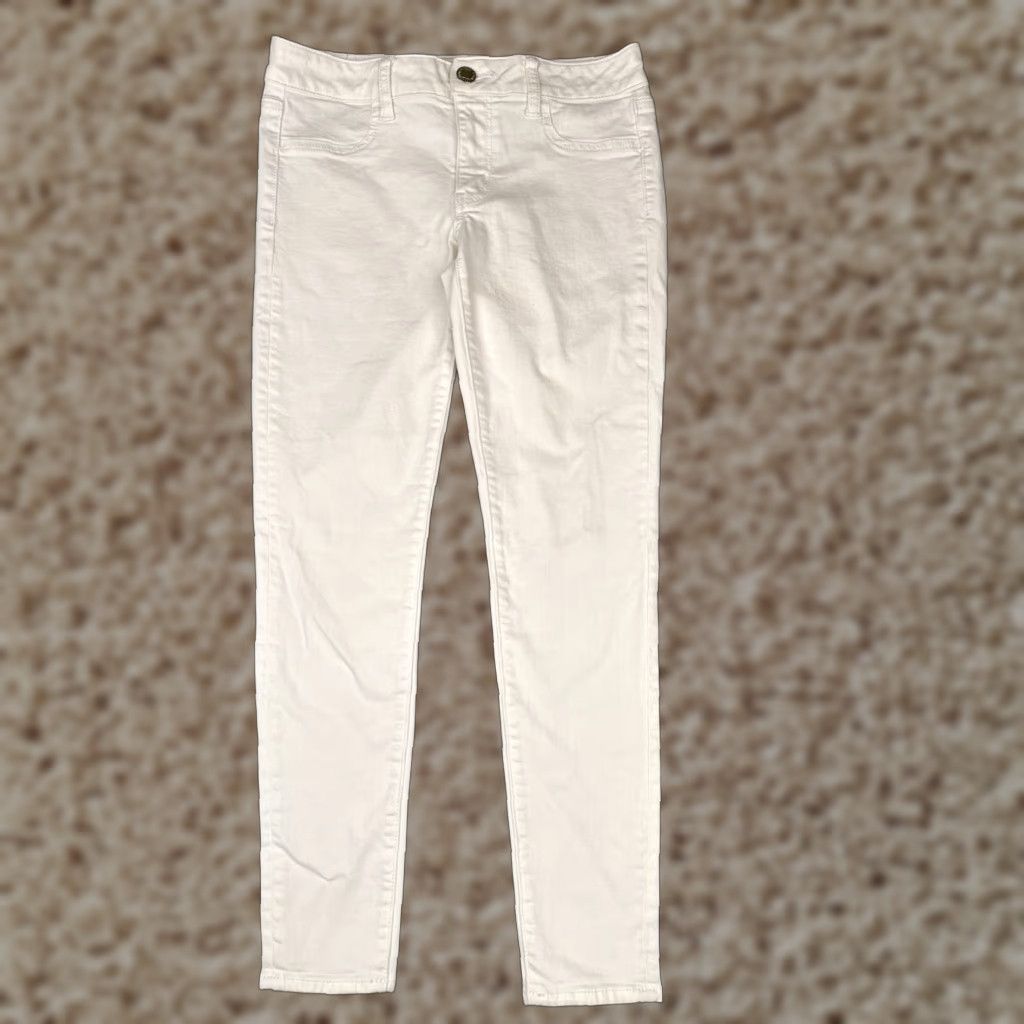 American Eagle Outfitters VINTAGE American Eagle Outfitters Jeans Women 4 White Tapered Leg Super Stretch X Cotton Blnd 28x27 Size 27" / US 4 / IT 40 - 1 Thumbnail