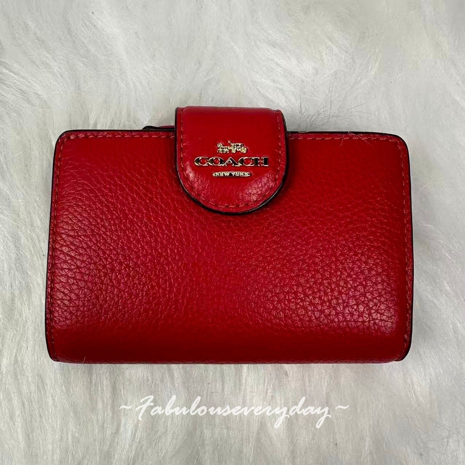 Coach Coach Medium Corner Zip Wallet Leather/Gold/True Red CBO41 Size ONE SIZE - 1 Thumbnail