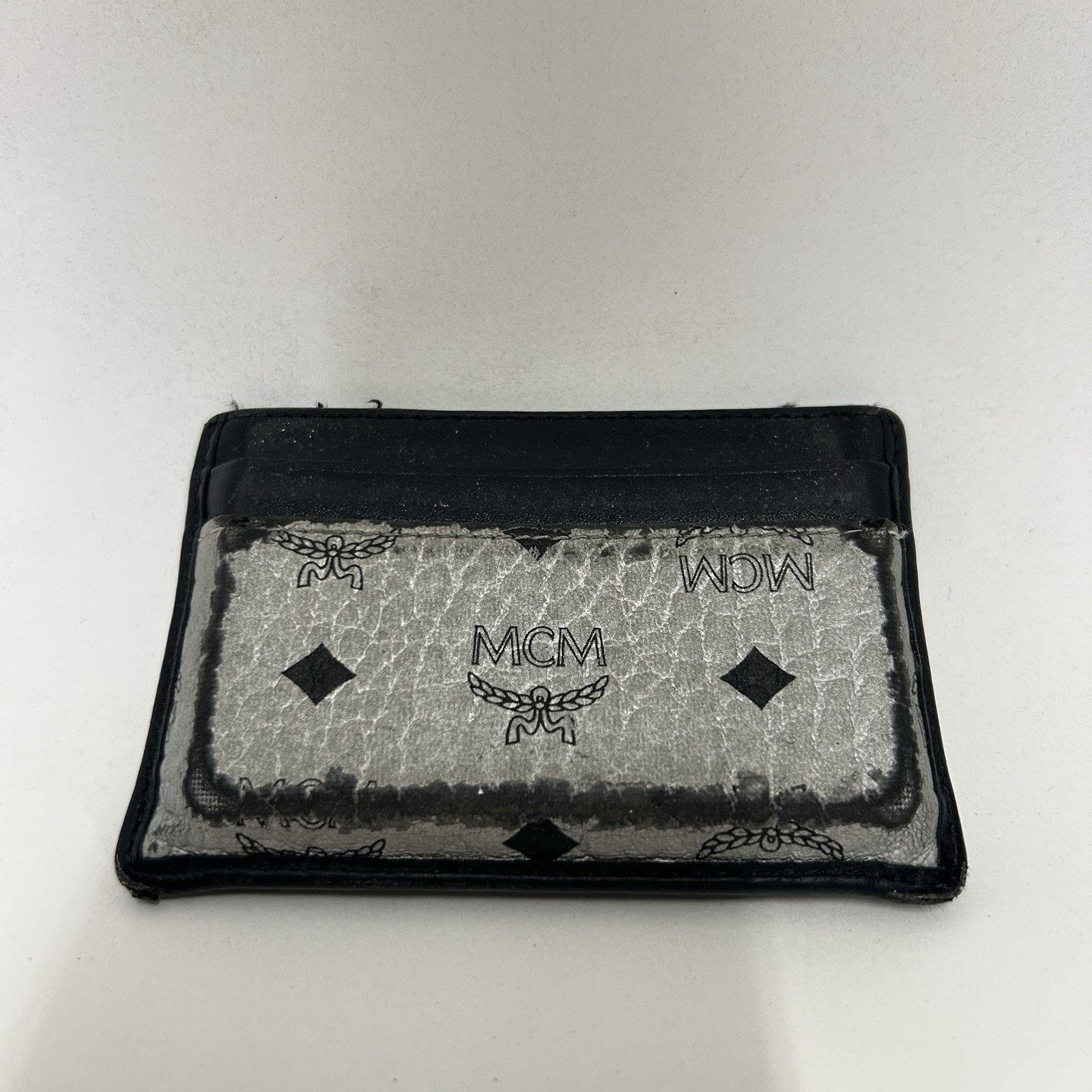 MCM MCM Spot Visetos Mini Card Case Wallet “Silver & Black” Size ONE SIZE - 5 Thumbnail