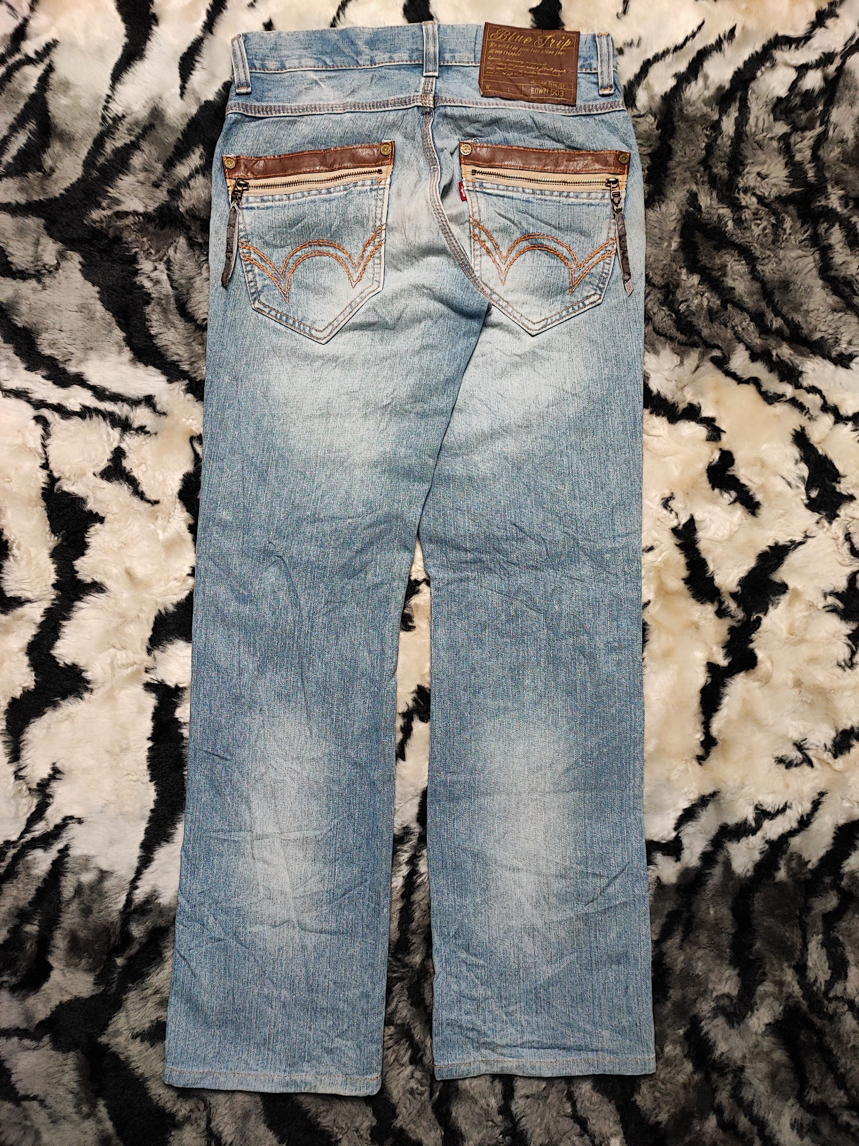 Edwin × Japanese Brand Edwin Blue Trip Punk Distressed Jeans Size US 31 - 13 Thumbnail
