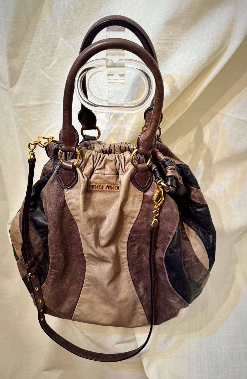 Miu Miu Mui Mui Hobo Leather Bucket Bag Size ONE SIZE - 3 Thumbnail