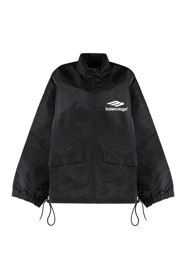 Balenciaga o1mle0824 Logo Embroidery Windbreaker in Black Size M / US 6-8 / IT 42-44 - 1 Thumbnail