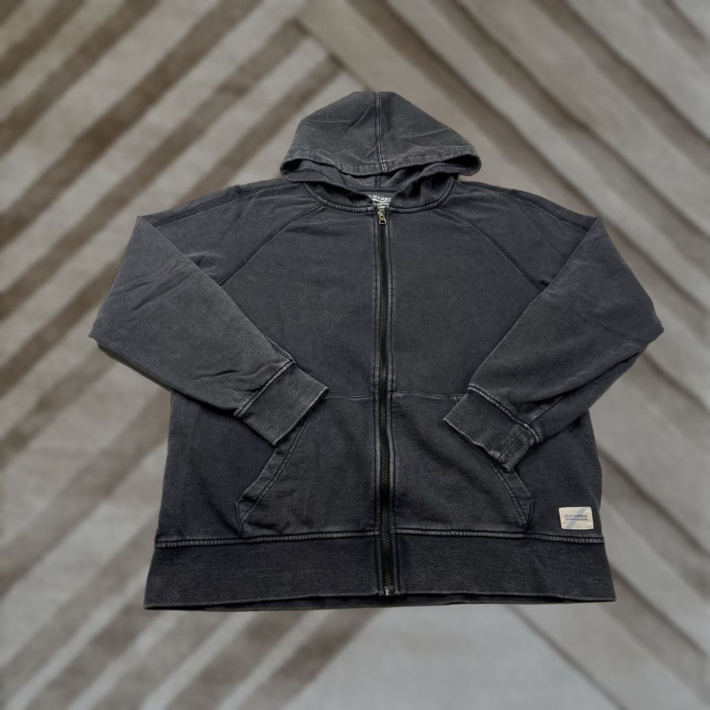 Fair Harbor Saltaire Full Zip Mens M Gray Garment Dyed Hoodie Sweatshirt
