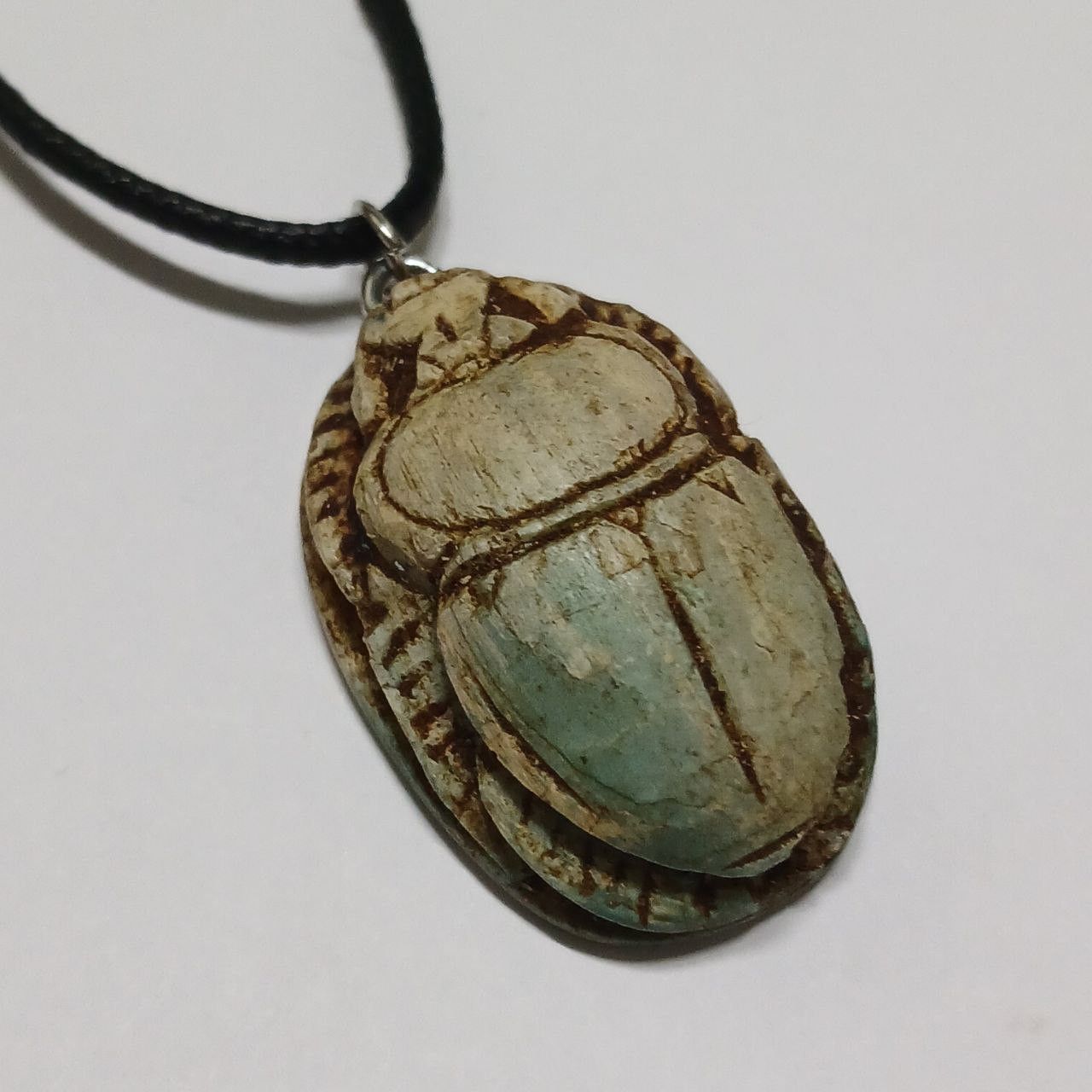 Elegant Egyptian scarab necklace with a handcrafted