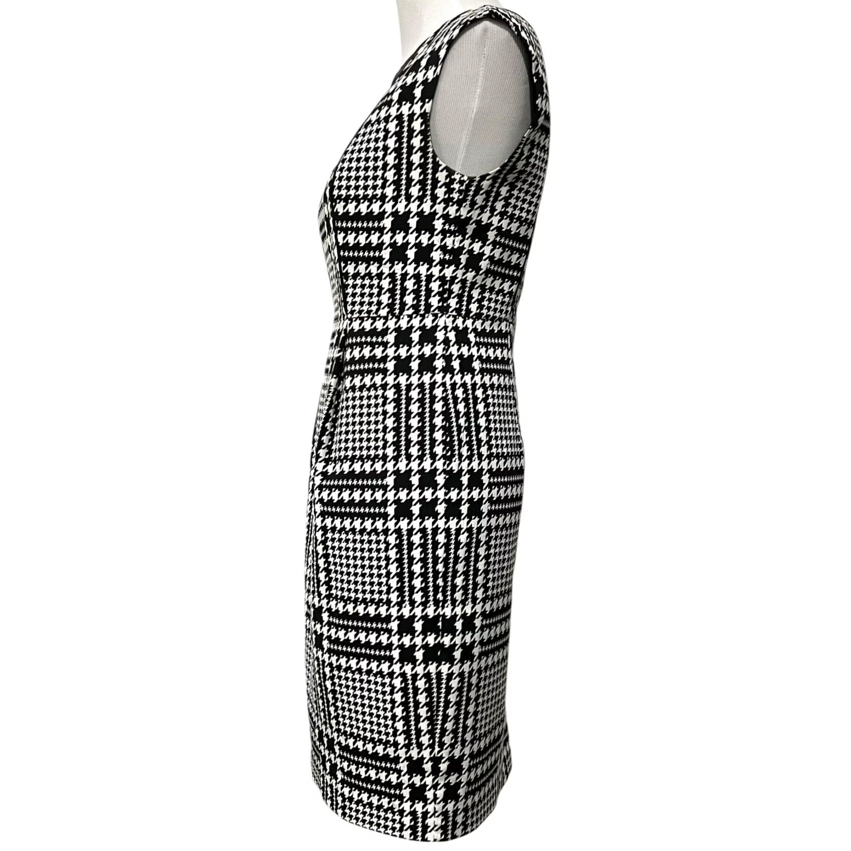 Karl Lagerfeld Karl Lagerfeld Dress Black & White Houndstooth Sheath Sleeveless Women’s Size 2 Size XS / US 0-2 / IT 36-38 - 5 Thumbnail