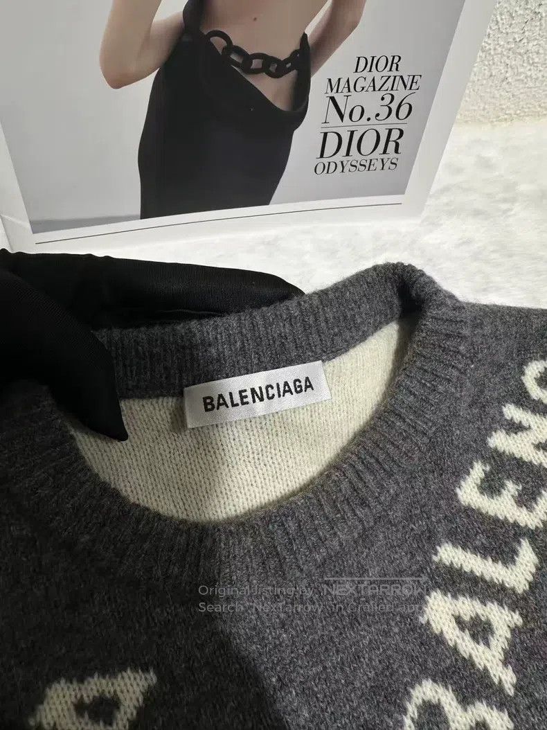 Balenciaga Balenciaga Grey White Bullet Train Letter Logo Knit Sweate Size US XS / EU 42 / 0 - 6 Thumbnail