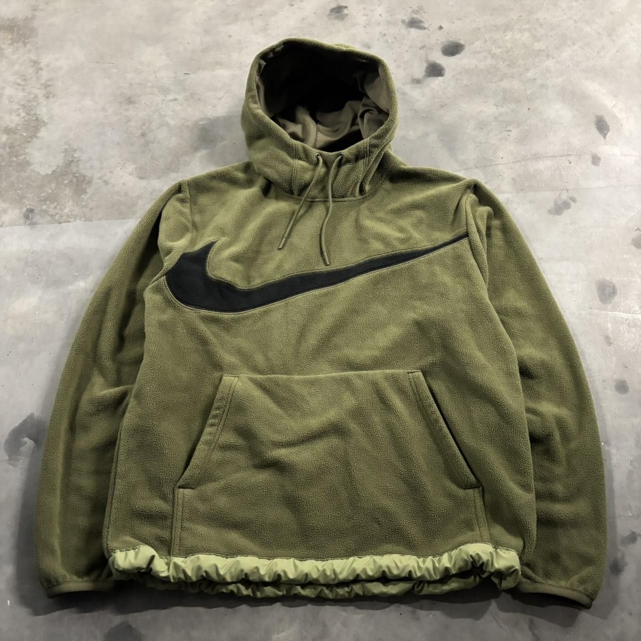 Nike Crazy Vintage Y2K/2000s Khaki Green Nike Big Swoosh Fleece Streetwear Hoodie! Size M Size US M / EU 48-50 / 2 - 1 Thumbnail