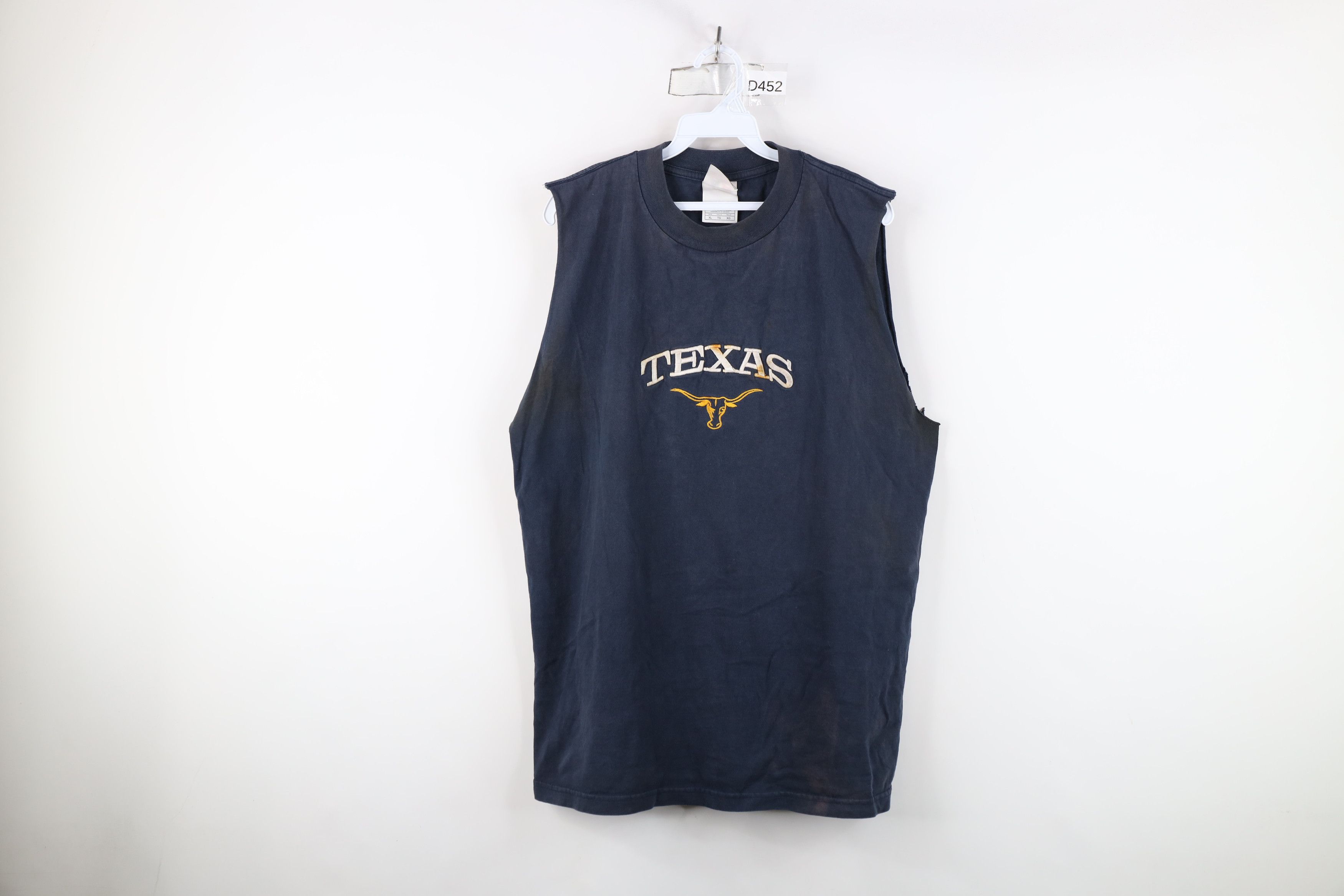 Vintage Vintage 90s Cut Off University of Texas Muscle T-Shirt Blue Size US L / EU 52-54 / 3 - 1 Preview