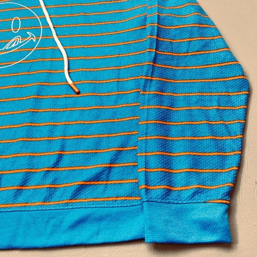 Joe Boxer VINTAGE Joe Boxer Sleepwear Mens XL Hoodie Lightweight Striped Blue Orange Smiley Face Size US XL / EU 56 / 4 - 5 Thumbnail