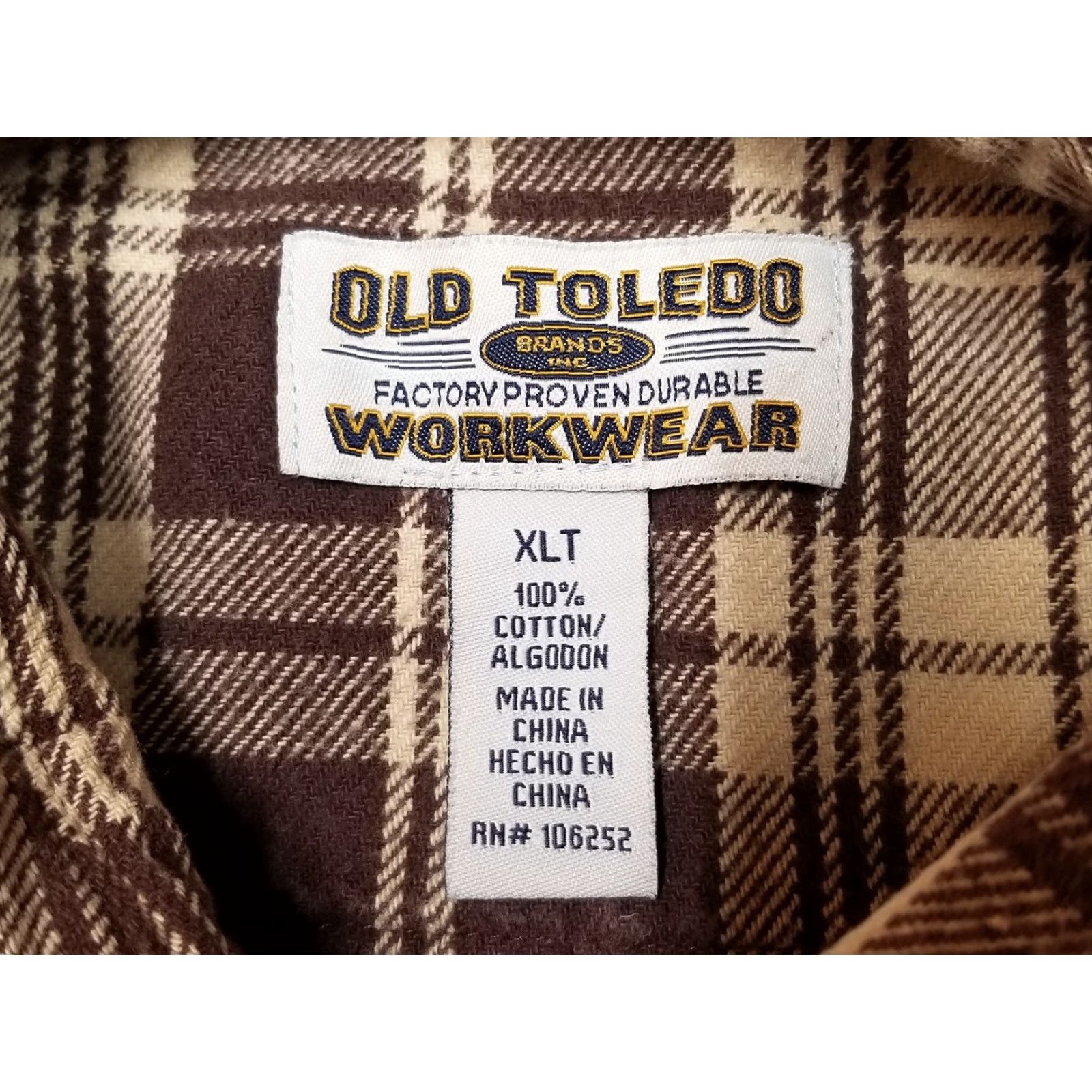 Vintage VINTAGE Old Toledo Workwear Flannel Shirt Mens XLT Brown Plaid Heavy Outdoors Button-Up, Cotton, Long Sleeve, Collared, Casual Mens Size US XL / EU 56 / 4 - 8 Thumbnail