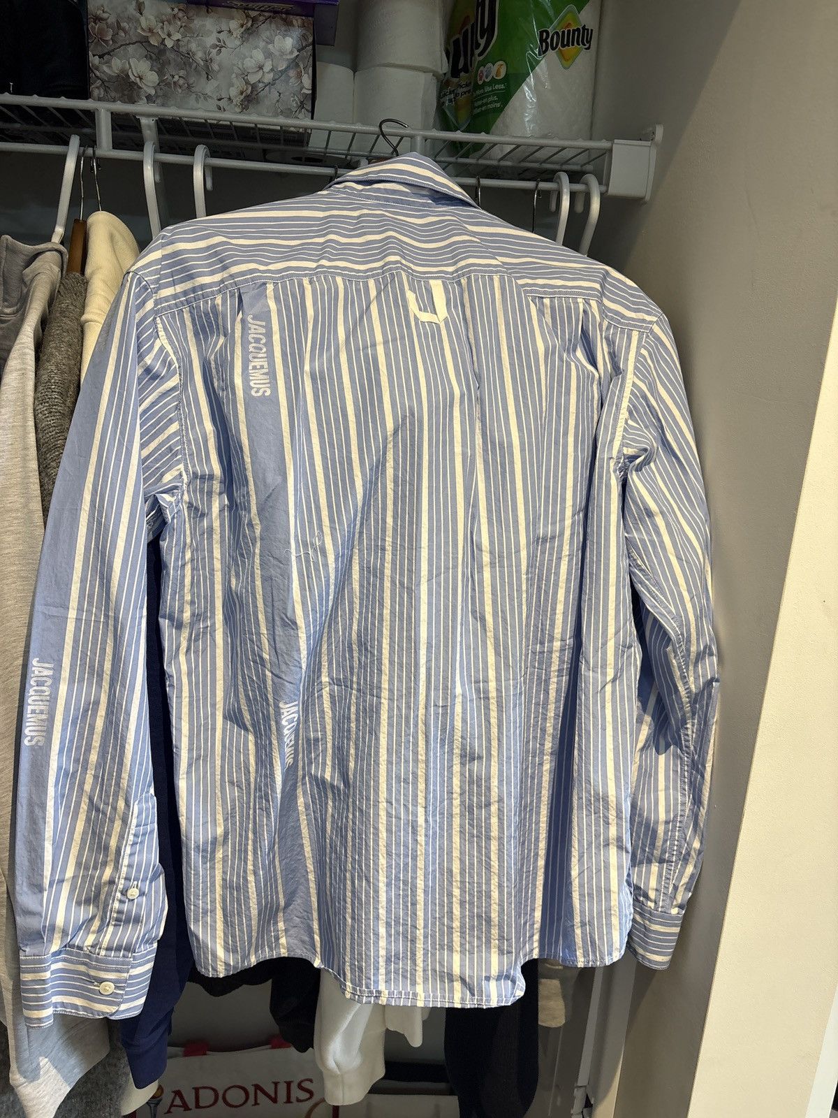 Jacquemus Jacquemus The Simon White & Blue Striped Shirt Size US S / EU 44-46 / 1 - 6 Thumbnail