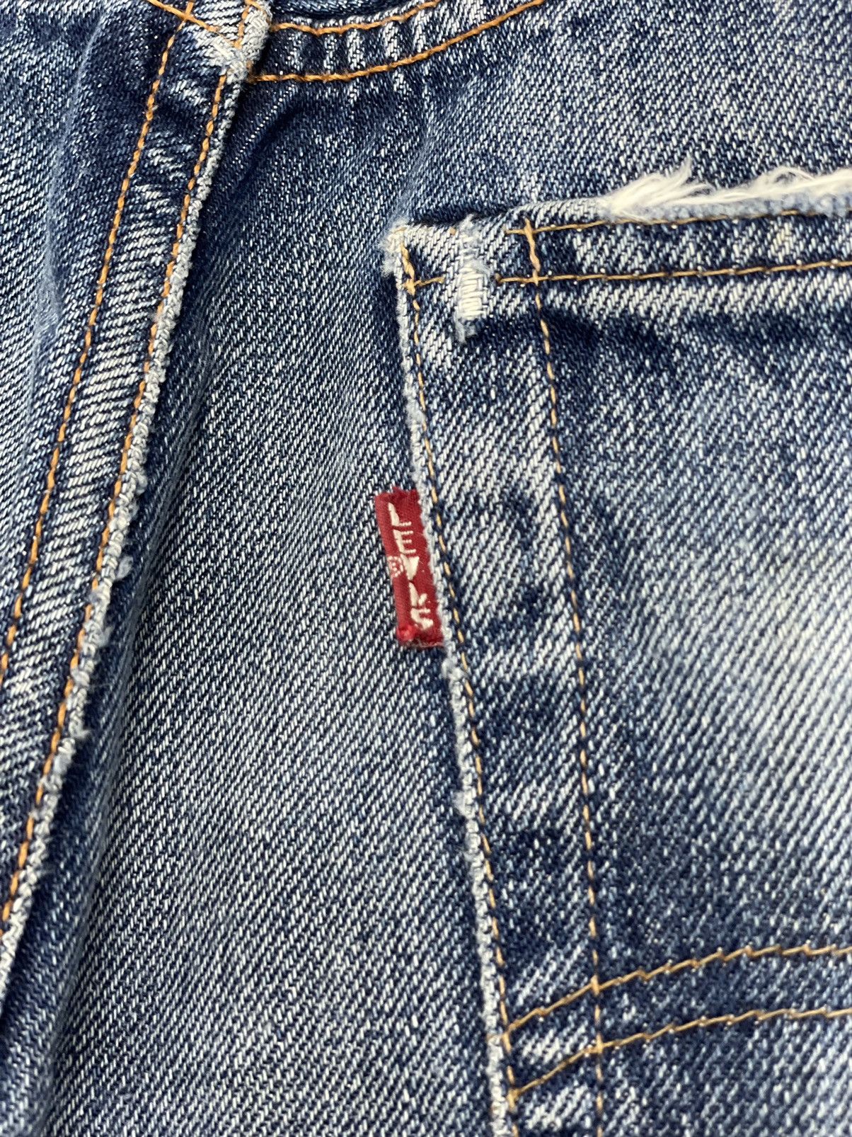 Levis 505 Talon Big E Redline Selvedge Repro Distressed