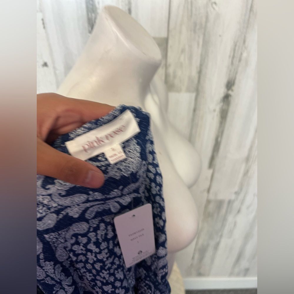 Other Pink Rose One Shoulder Navy Boho Ruffle Peplum Top Size L – Size L / US 10 / IT 46 - 4 Thumbnail