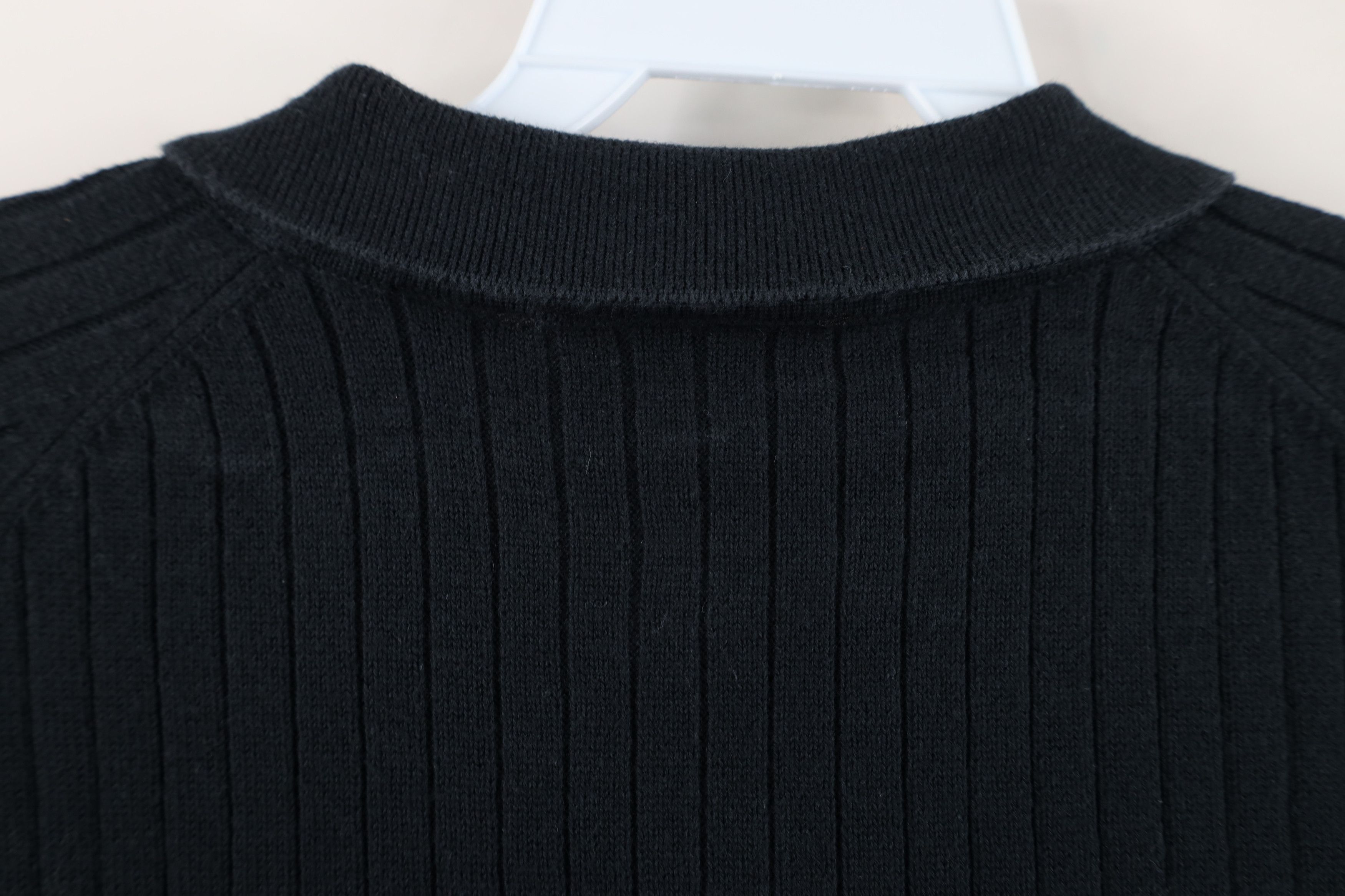 Vintage Vintage 90s Y2K Streetwear Ribbed Knit Collared Polo Black Size US M / EU 48-50 / 2 - 8 Thumbnail