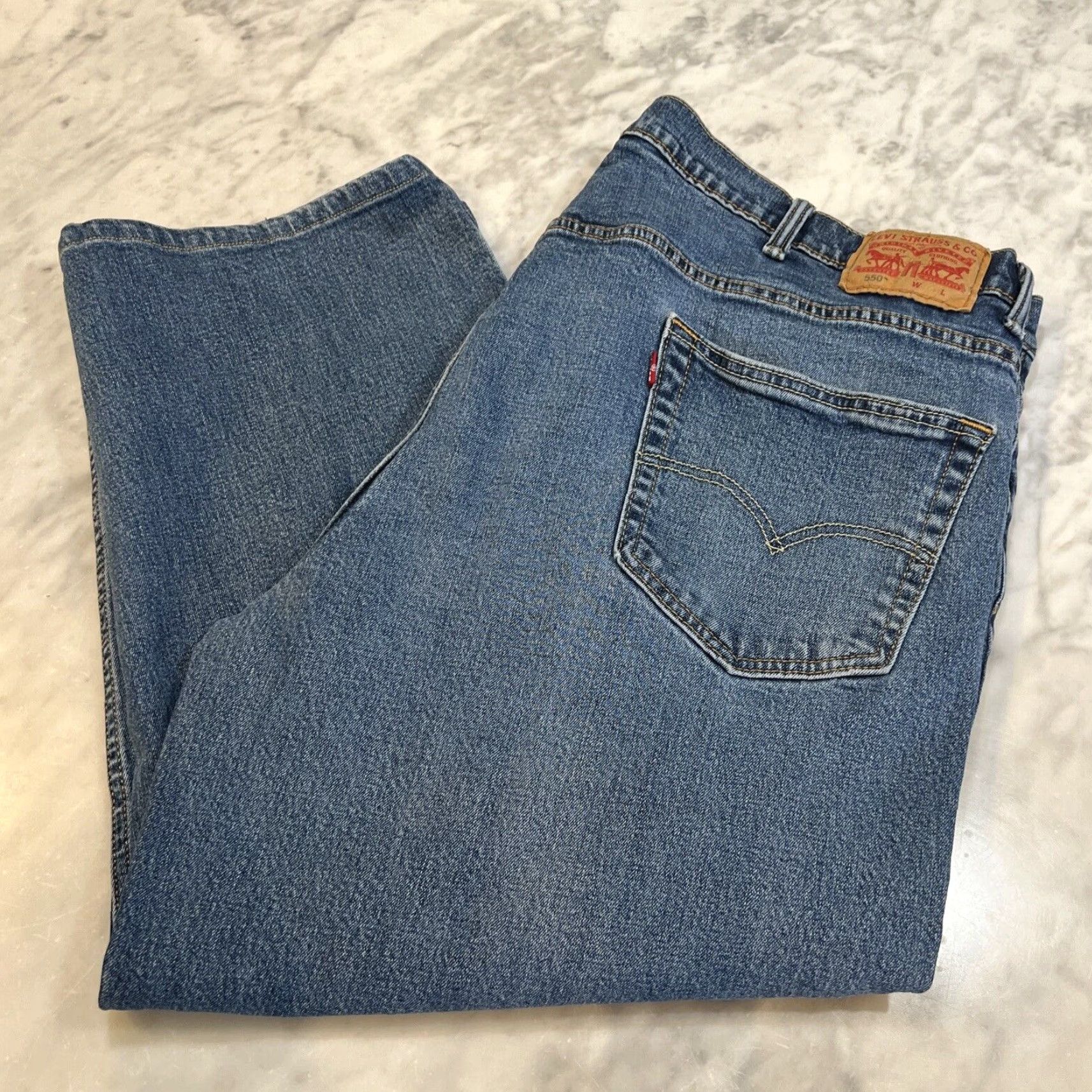 Levi's Levis 550 Relaxed Fit Jeans Mens 46x29 (44x28) Work Denim Construction Blue Size US 30 / EU 46 - 2 Thumbnail