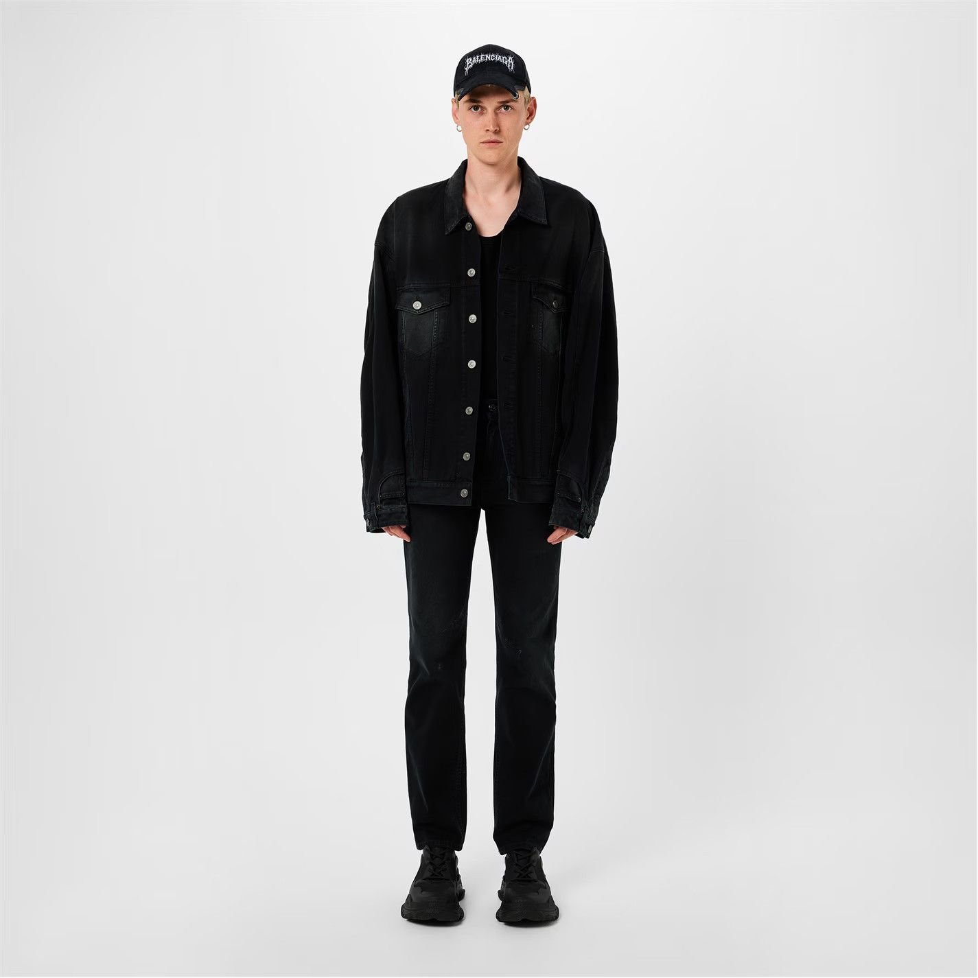 Balenciaga o1g2r1mq0226 Deconstructed Cotton Denim Jacket In Black Size US S / EU 44-46 / 1 - 6 Thumbnail