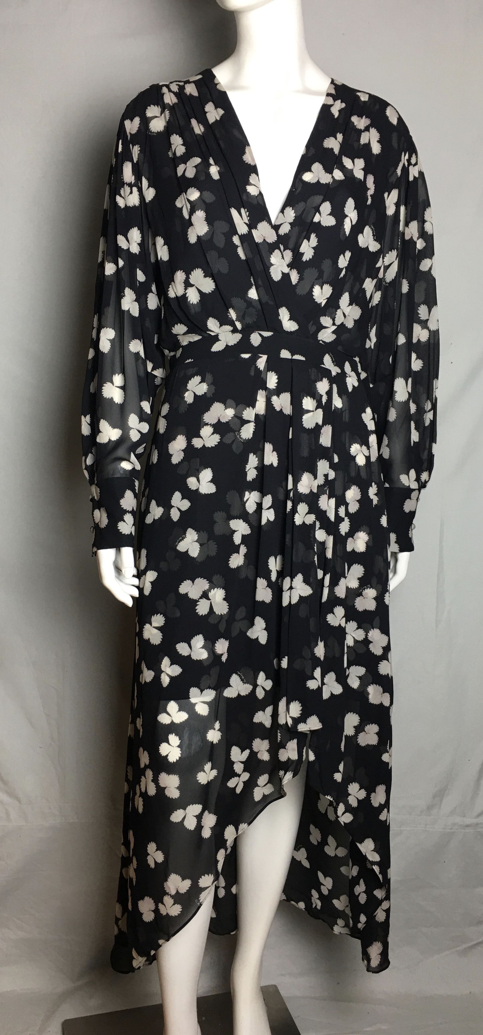 The Kooples The Kooples Asymmetric Flowing Floral Maxi Dress Sleeve Sz 3 Size L / US 10 / IT 46 - 4 Thumbnail