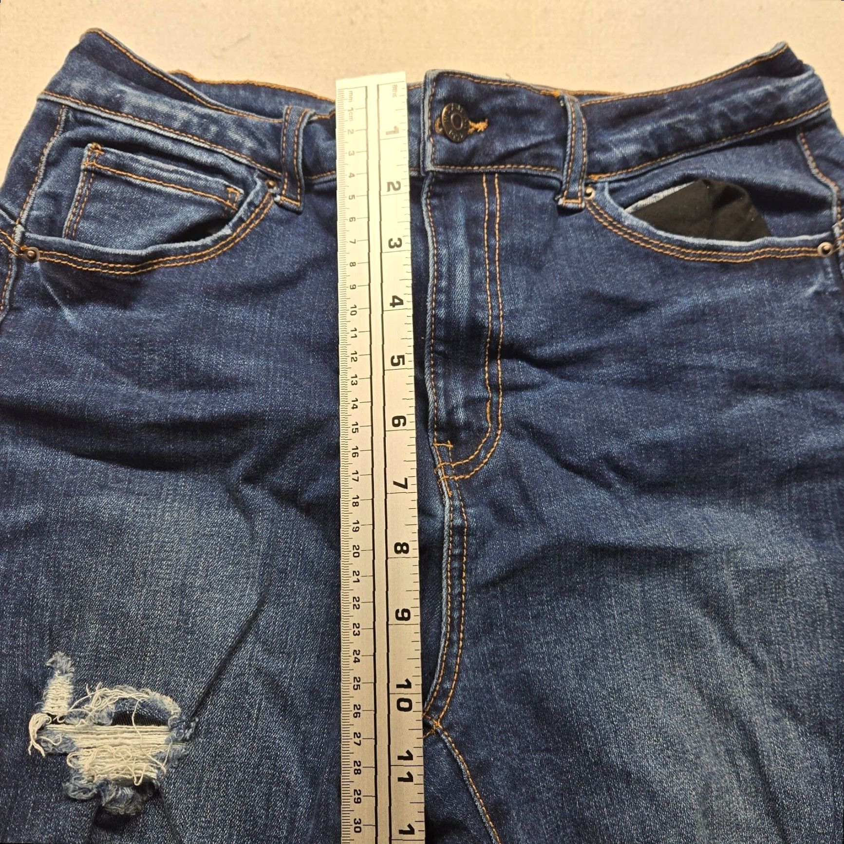 Denime Wax Jean Jeans Adult 11 / 30 Distressed Denim Blue Women's USA Size 32" / US 10 / IT 46 - 5 Thumbnail
