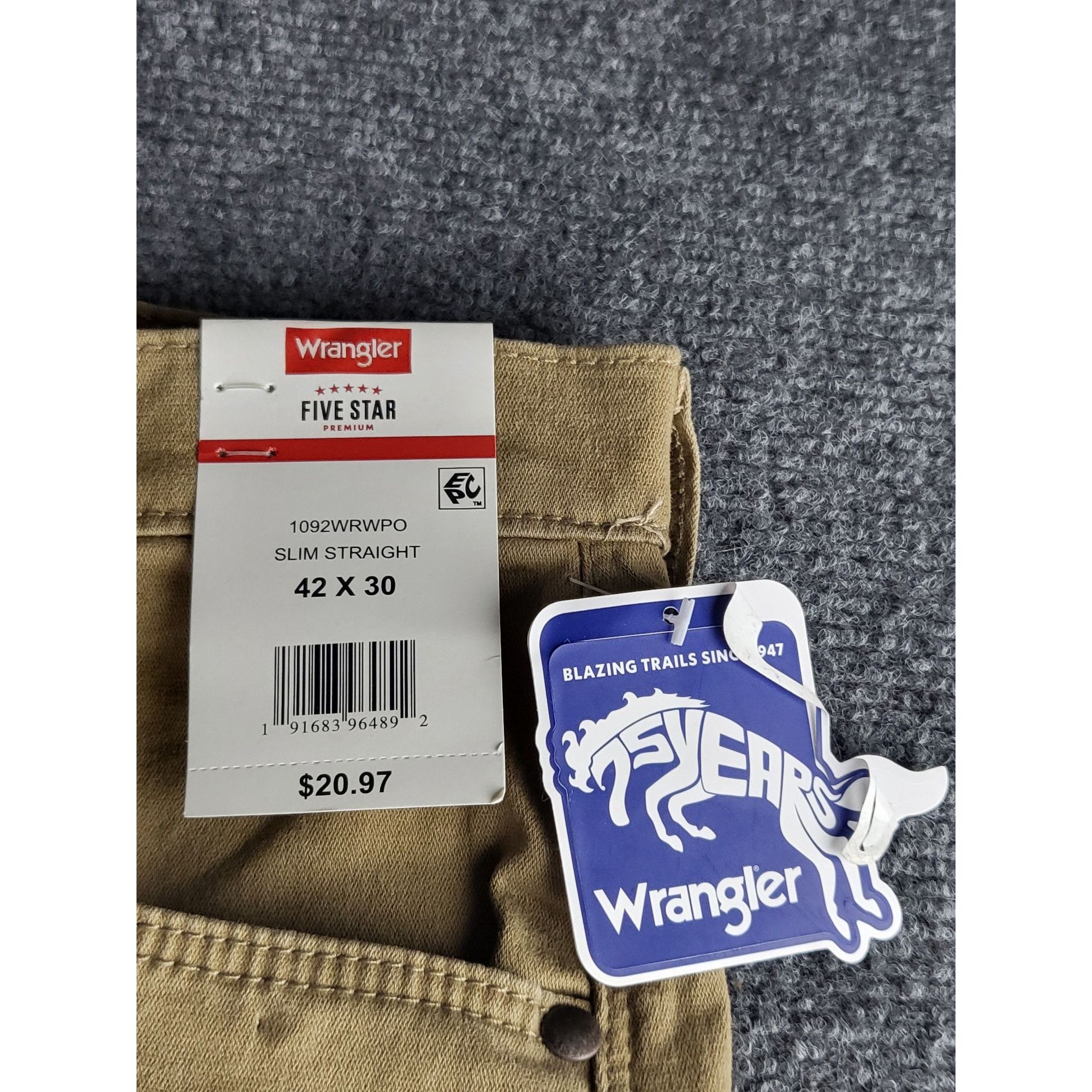 Wrangler Wrangler Five Star Slim Straight Khaki Pants Men Sz 42X30 Fr Size US 42 / EU 58 - 4 Thumbnail