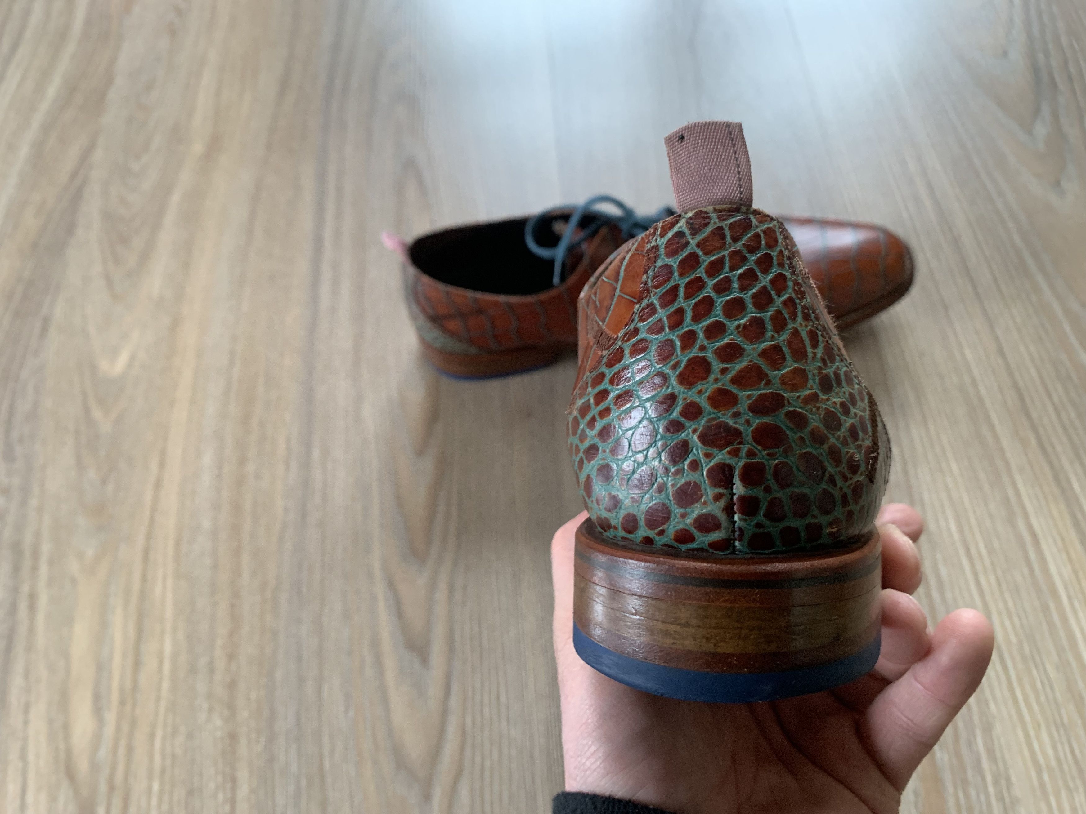 Floris van Bommel Floris Van Bommel Croc Embossed Leather Derby Shoes Size US 8.5 / EU 41-42 - 6 Thumbnail