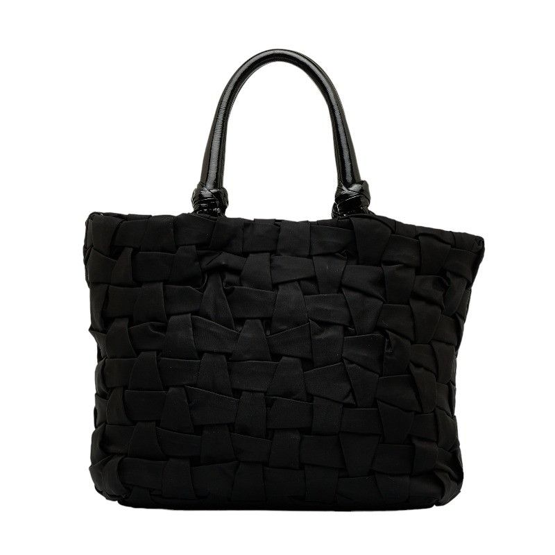 image of Prada Tessuto Weaved Handbag in Black, Women's