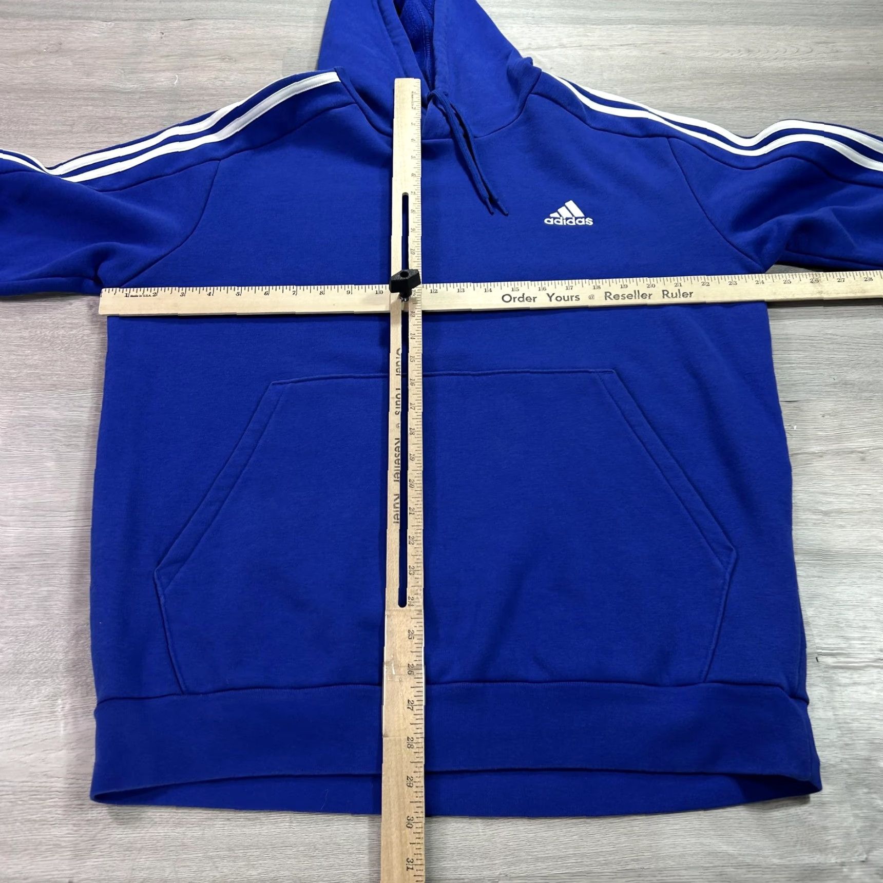 Adidas Adidas Hoodie Mens Large Blue Three Stripe Fleece Pullover Sweatshirt IJ8934 Size US L / EU 52-54 / 3 - 5 Thumbnail