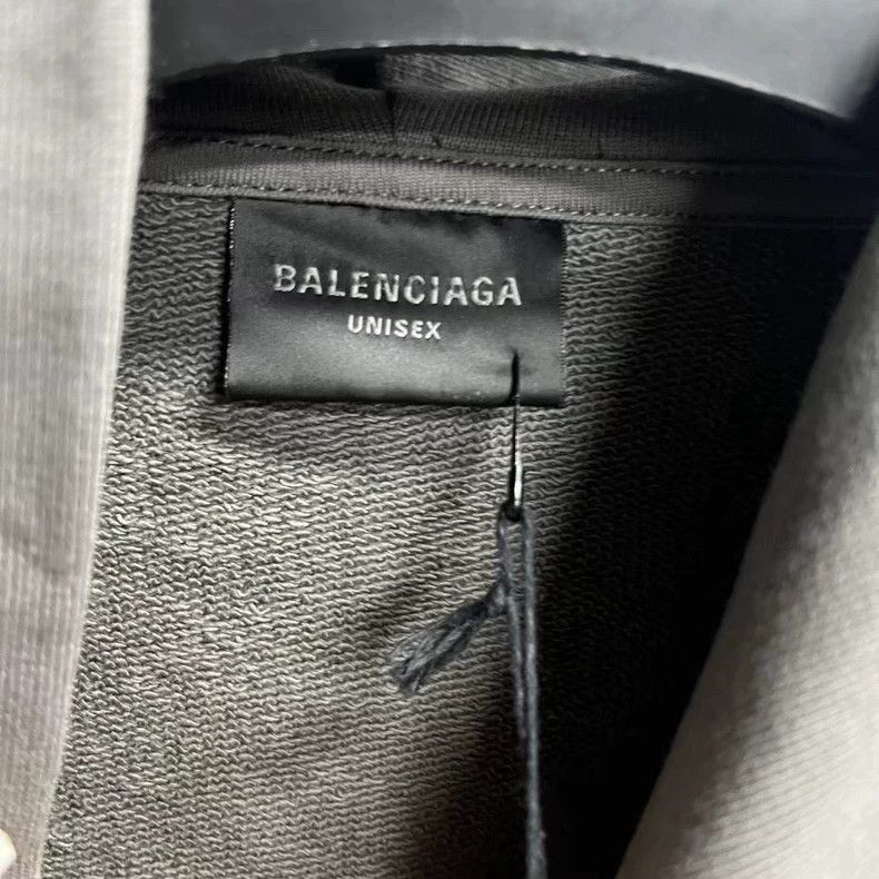 Balenciaga Balenciaga Grey solid logo print masked hoodie 2501-Nextarr Size US M / EU 48-50 / 2 - 3 Thumbnail