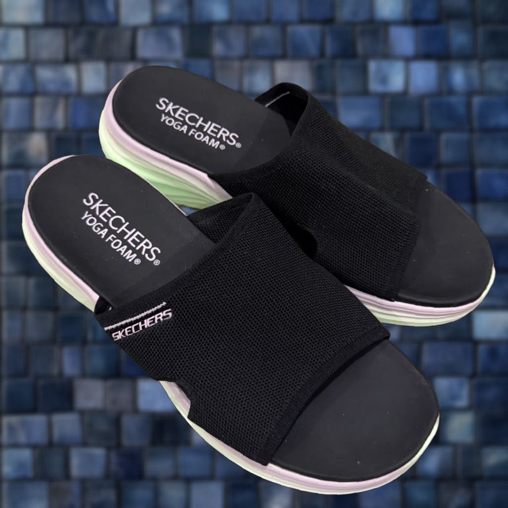 SKECHERS Skechers Vapor Foam Ombre Knit Foam Slides Black/Multi Womens Size 10 Slide M Adult Women Size US 7 / IT 37 - 1 Thumbnail