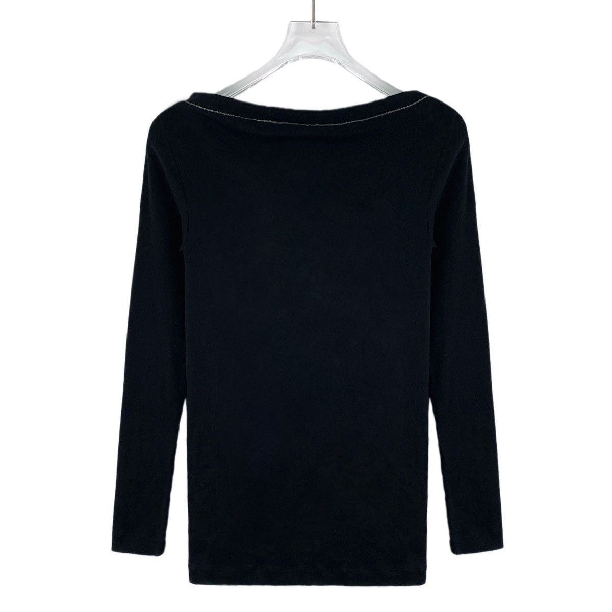 Brunello Cucinelli Brunello Cucinelli Black Beaded Long Sleeve T-Shirt K26WX Size XS / US 0-2 / IT 36-38 - 2 Thumbnail