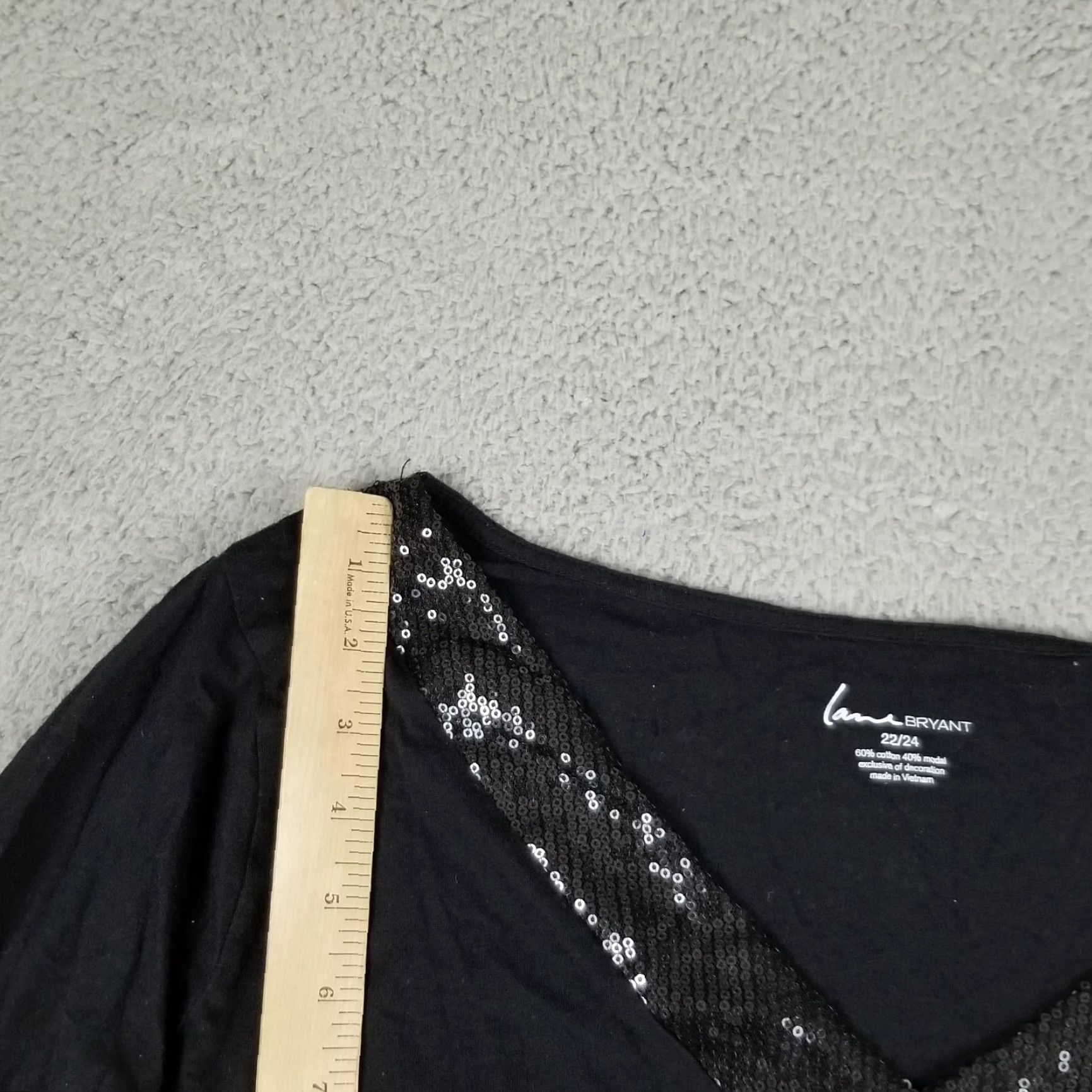 Vintage Lane Bryant Blouse Tank Top Women Plus 22/24 Sequin V-Neck Tunic Black, Casual, Geometric 90s? Size 3XL / US 20-22 - 3 Thumbnail
