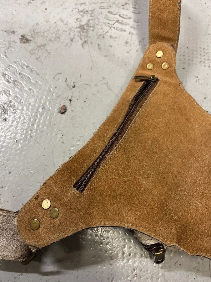 Vintage Western Beige Pony Hair Embellished Leather Belt Size ONE SIZE - 11 Thumbnail