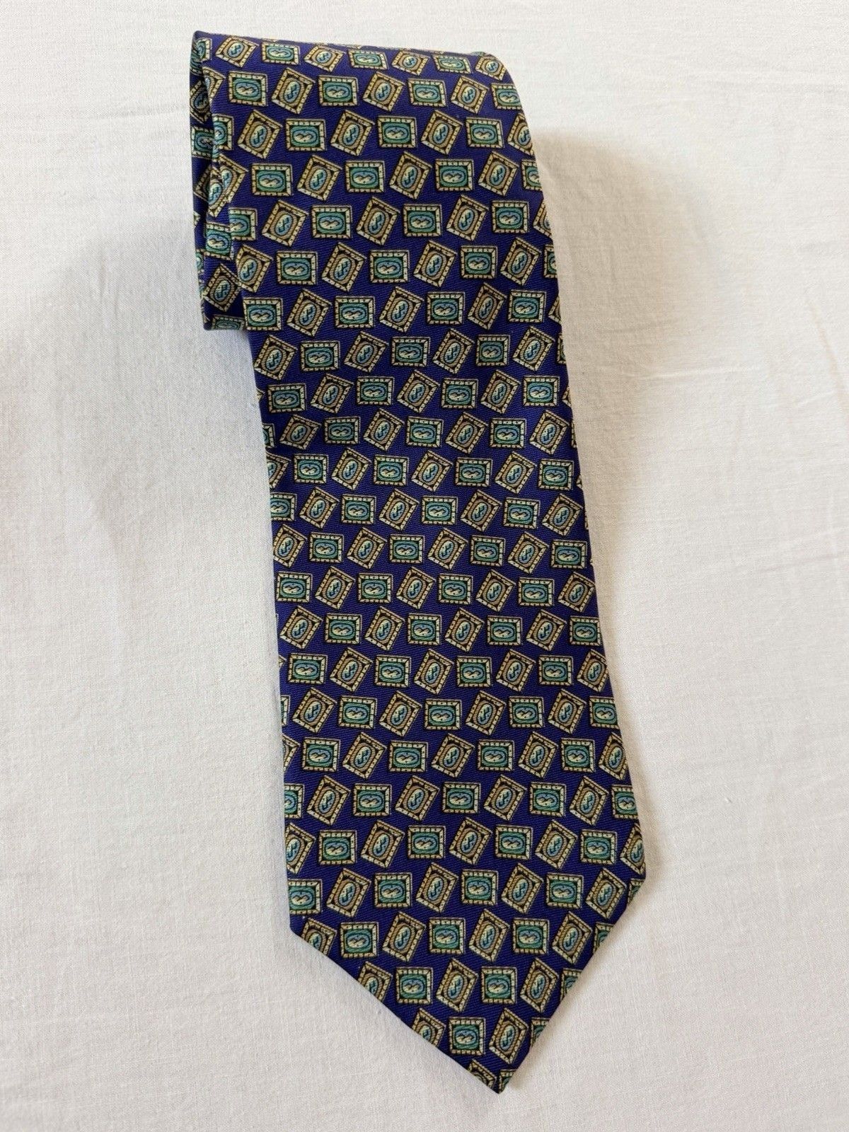 Christian Dior Monsieur Vtg Christian Dior Monsieur Silk Tie Purple Geometric 55" Size ONE SIZE - 4 Thumbnail