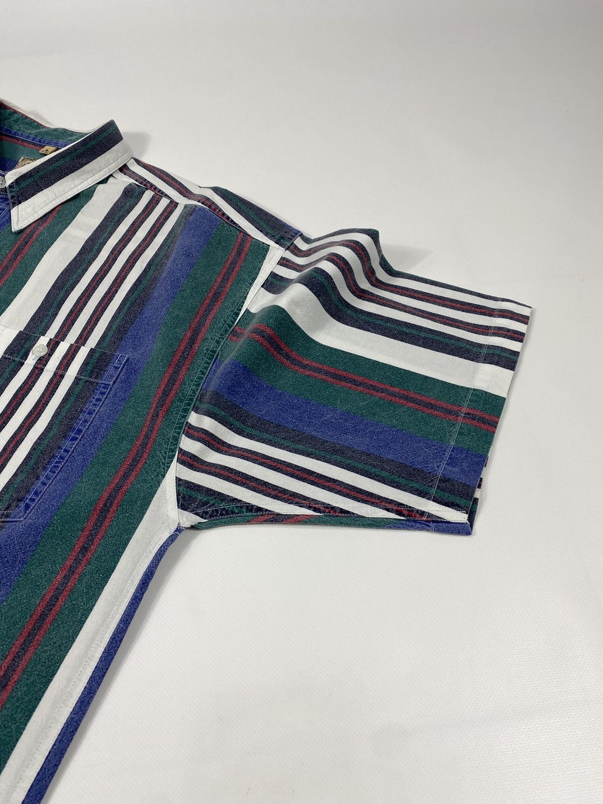 Vintage LASTDROP🔥 Vintage 80s 90s Fade Out Light Denim Striped Shirt Size US XL / EU 56 / 4 - 5 Thumbnail