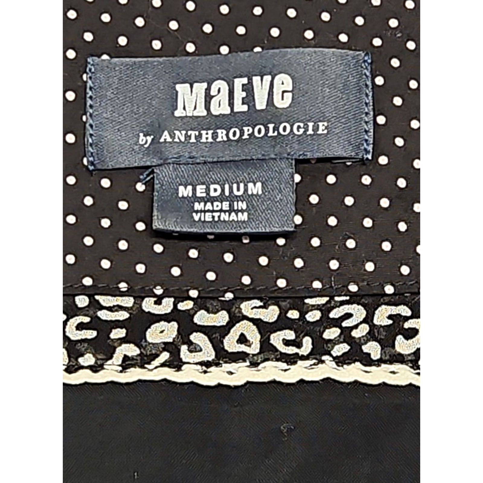 Anthropologie Maeve Anthropologie Dress Floral V-Neck Long Sleeve Fit & Flare M Black & White Bohemian Womens Size M / US 6-8 / IT 42-44 - 5 Thumbnail