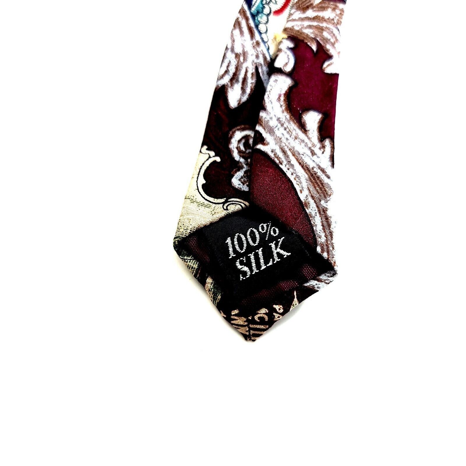 Tabasco Tabasco Standard Oyster Jacquard Print Maroon Silk Tie Long Size ONE SIZE - 5 Thumbnail