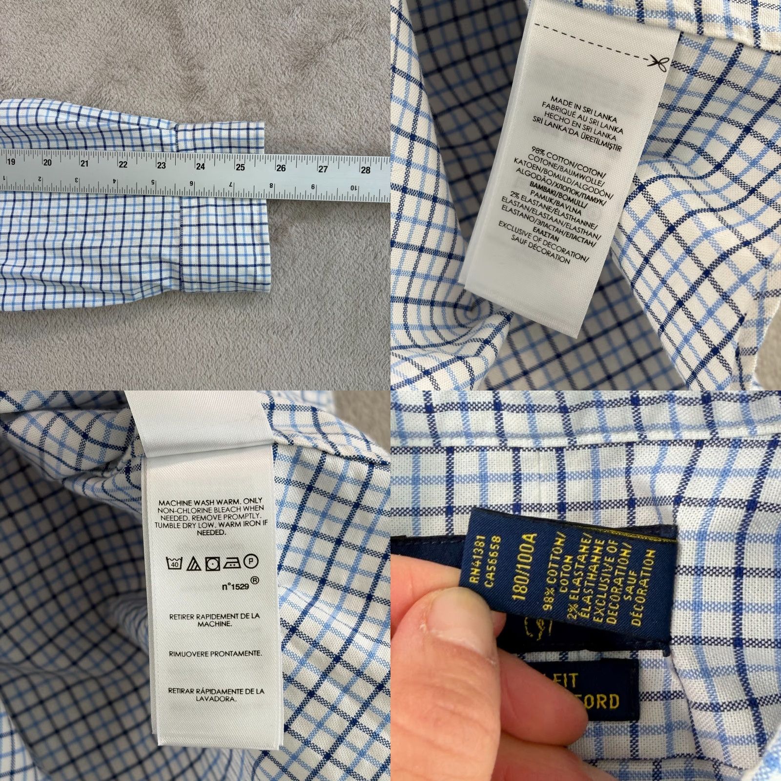 Polo Ralph Lauren Polo Ralph Lauren Stretch Oxford Shirt Men Large Blue Plaid Slim Fit Button-Up with Stretch Wool? Size US L / EU 52-54 / 3 - 8 Thumbnail