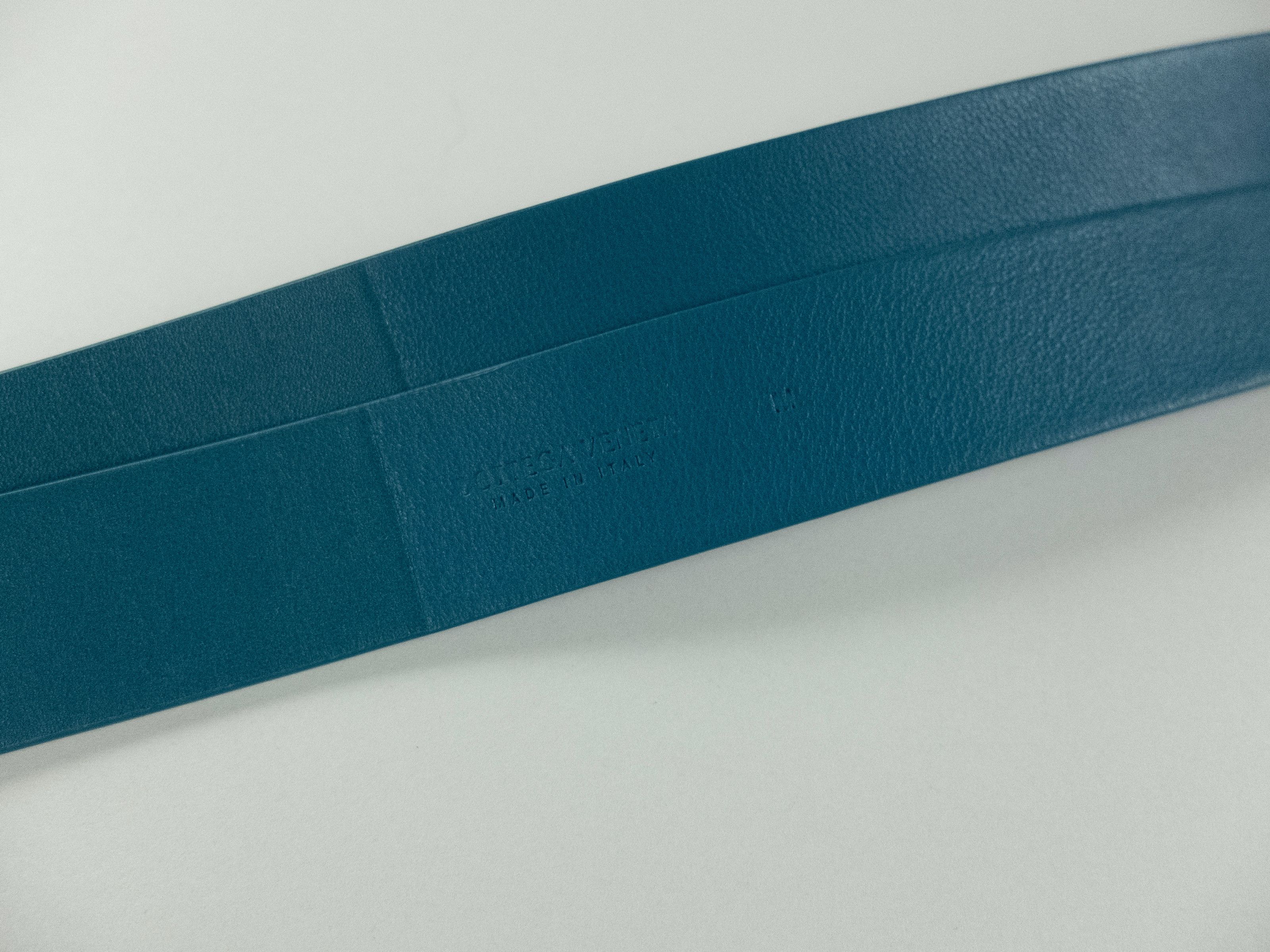 Bottega Veneta BOTTEGA VENETA petrol blue horseshoe buckle belt Medium Size ONE SIZE - 5 Thumbnail