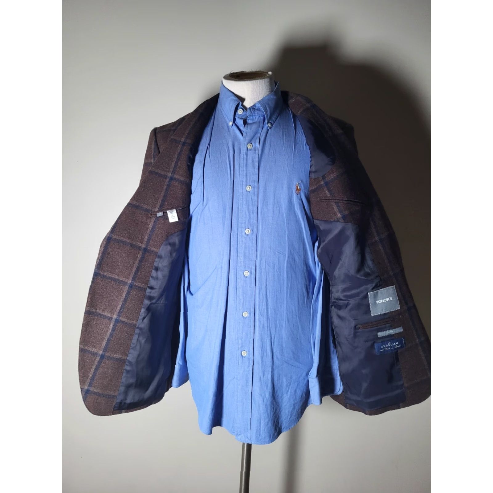 Bonobos Bonobos Sport Coat Brown Wool Tweed Plaid Slim 40R Regular Notch Lapel Single-Breasted Two-Button Jacket Men Size US XXS / EU 40 - 5 Thumbnail