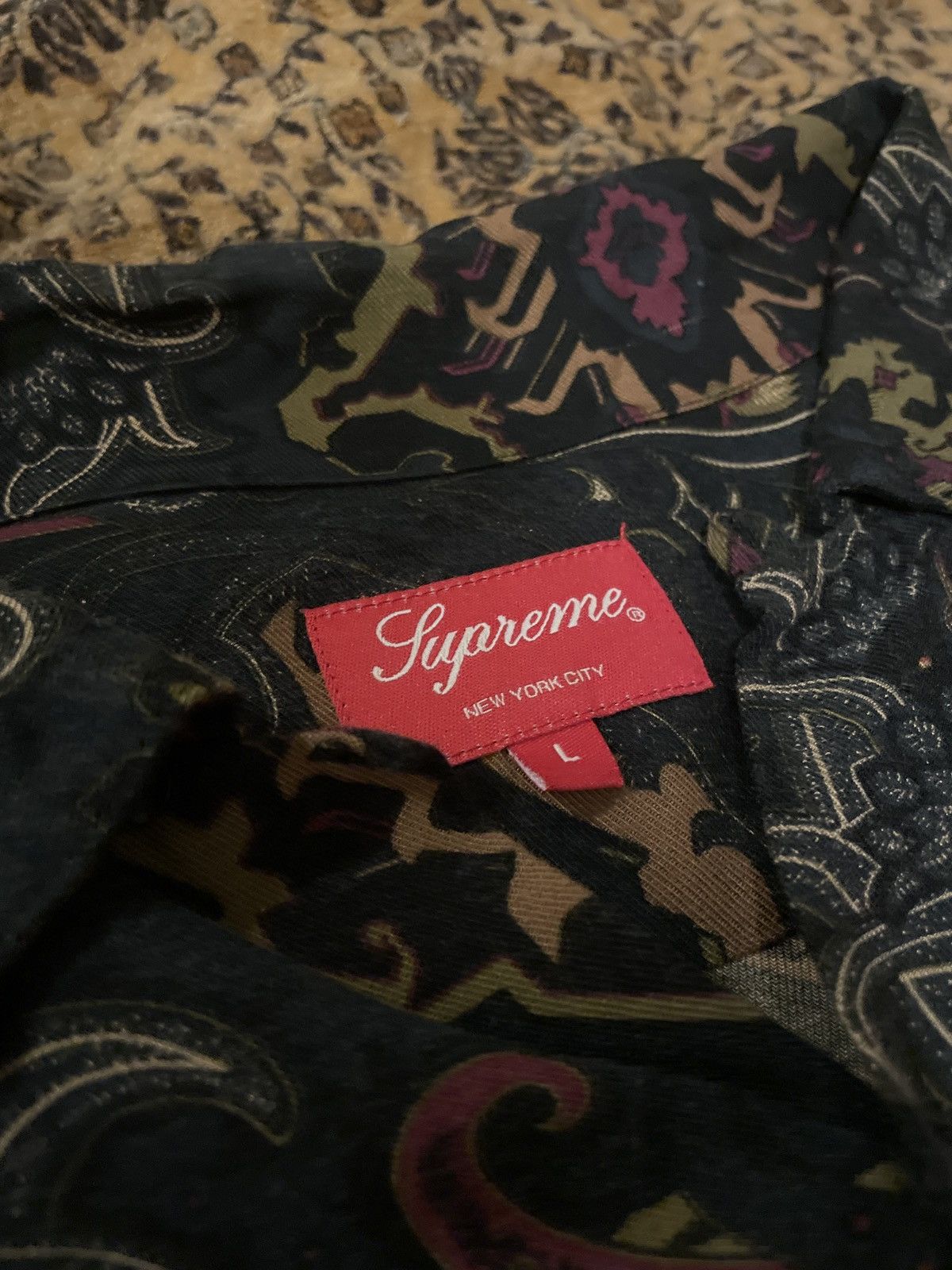 image of Supreme Rayon Paisley Bandana Shirt Long Sleeve Button Up, Men's (Size Large)