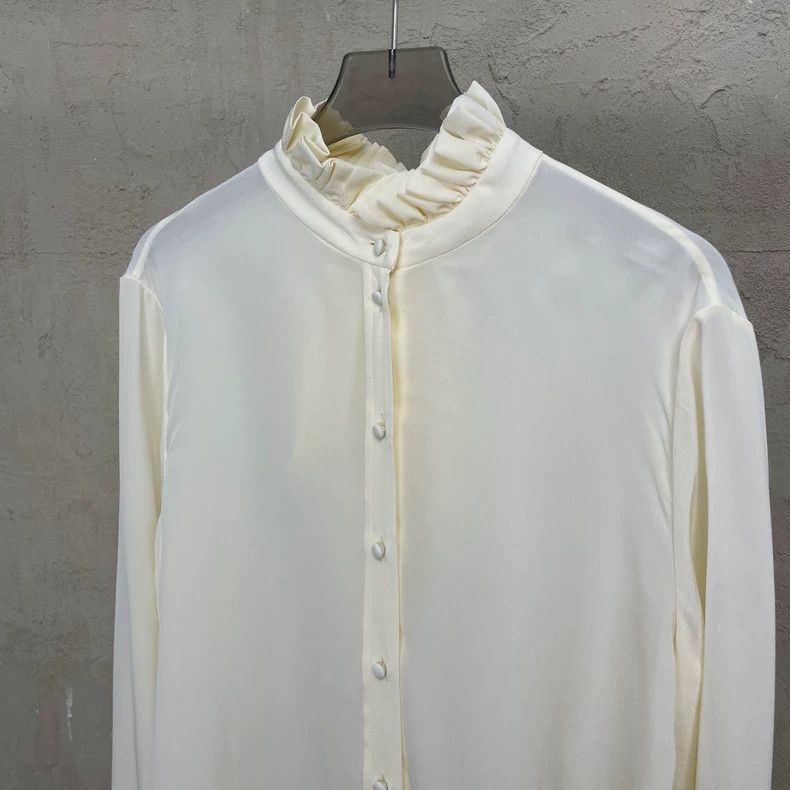 Saint Laurent Paris Saint Laurent ParisBeige Back Lanyard Chiffon Long Sleeve Size XS / US 0-2 / IT 36-38 - 4 Thumbnail