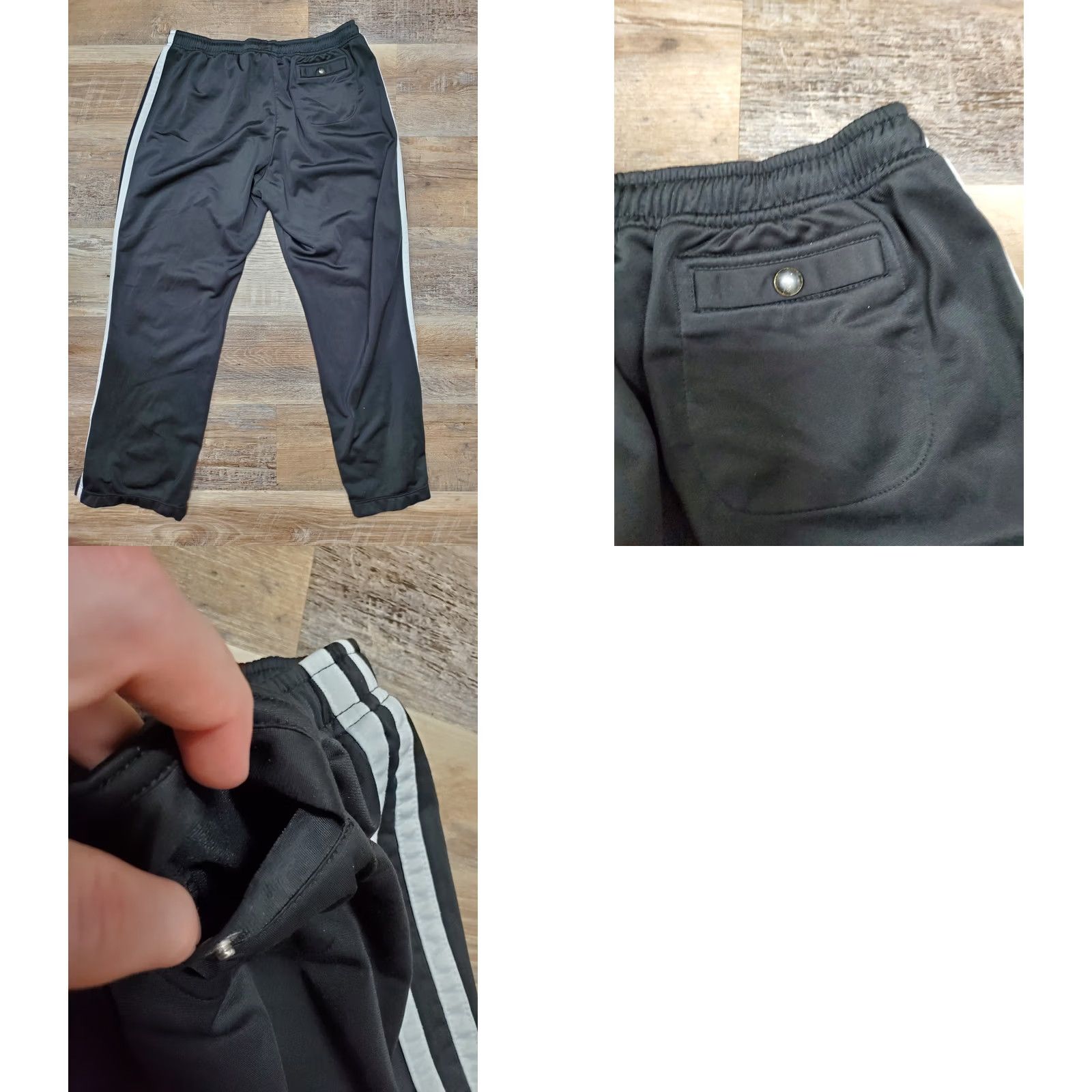 Nike Nike Pants L Black White Stripes Athleisure Track Running Mens Adjustable Drawstring Elastic Waist Pockets Straight Leg 12-14 Sportive Size US 33 - 8 Thumbnail