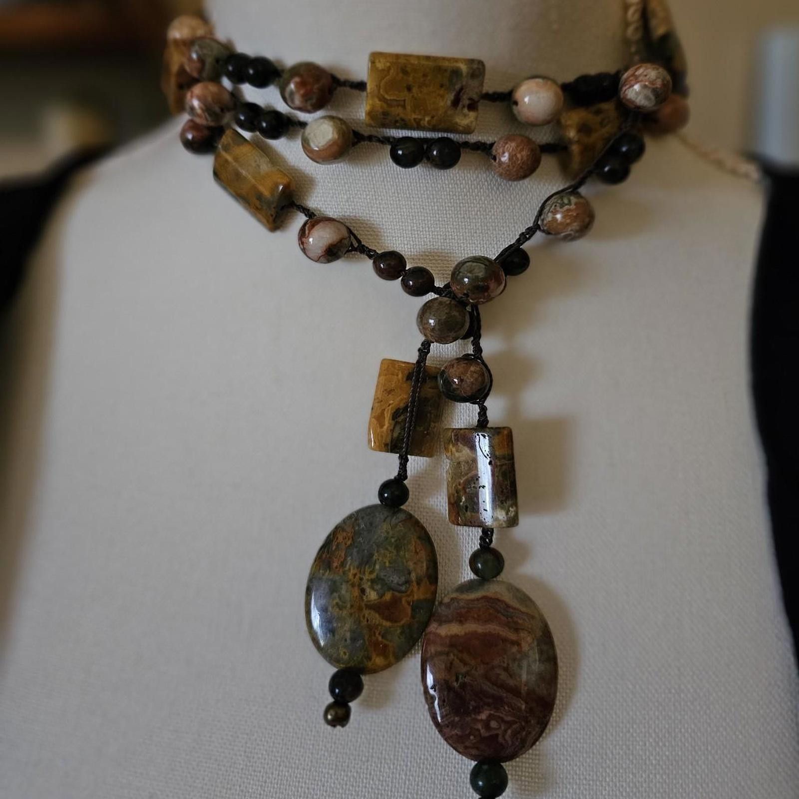 Designer Handmade Gemstone Lariat Style Necklace Size ONE SIZE - 4 Thumbnail