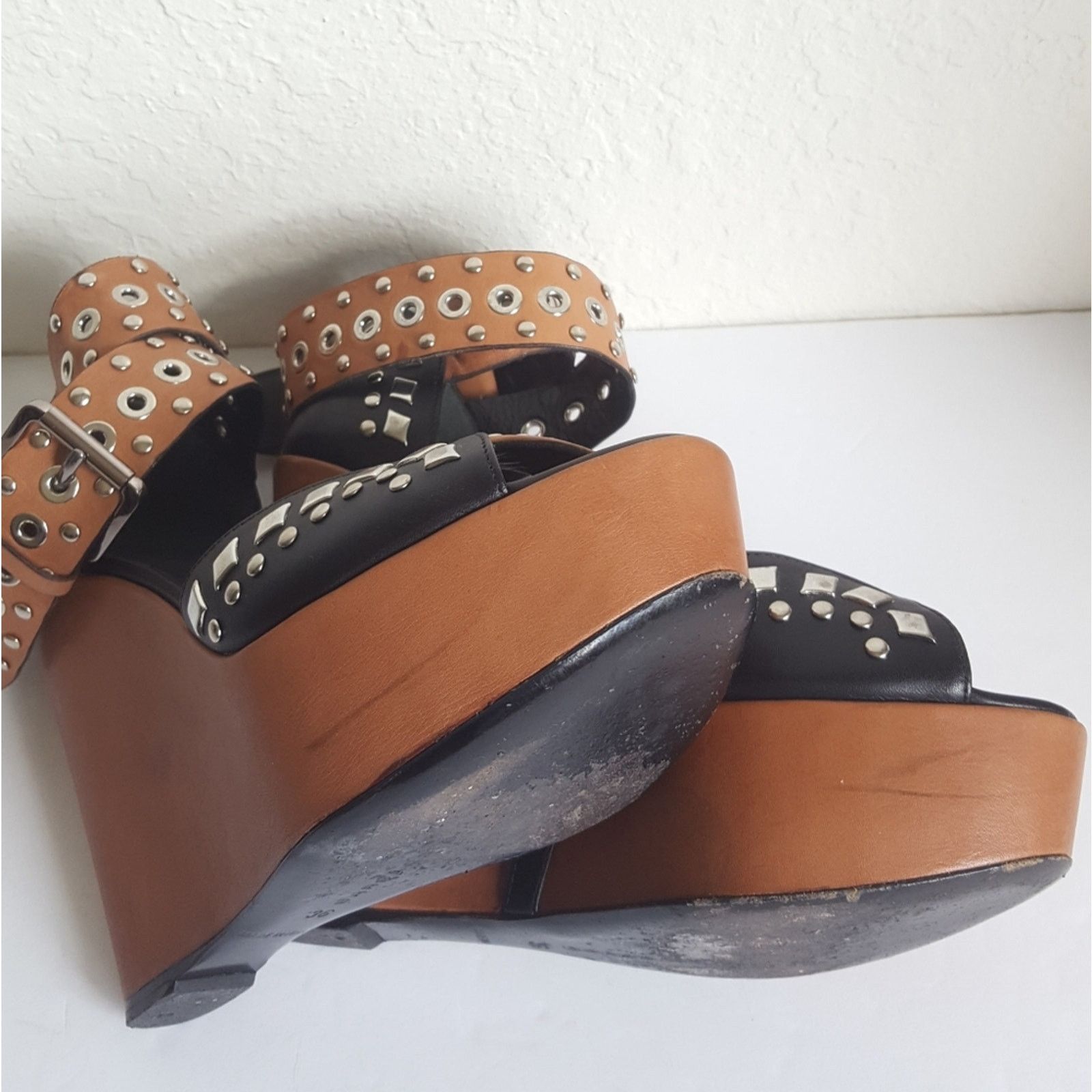 Barbara Bui Barbara Bui Paris Studded Ankle Strap Wedge Platform Leather Size US 6 / IT 36 - 13 Thumbnail