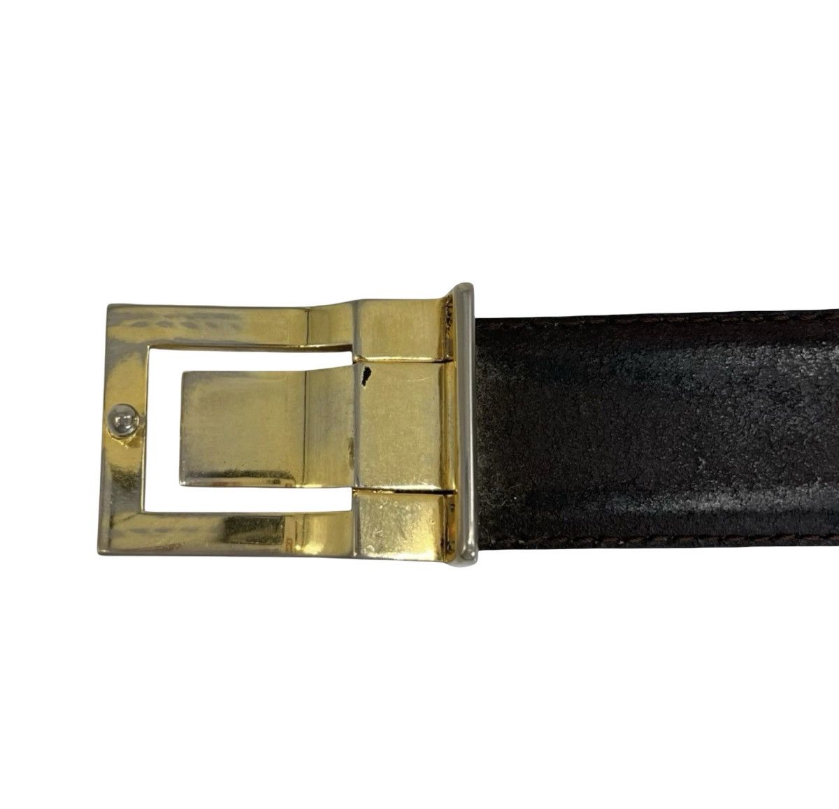 Dior Vintage Christian Dior Silver/Gold Logo Plaque Leather Belt Size ONE SIZE - 3 Thumbnail