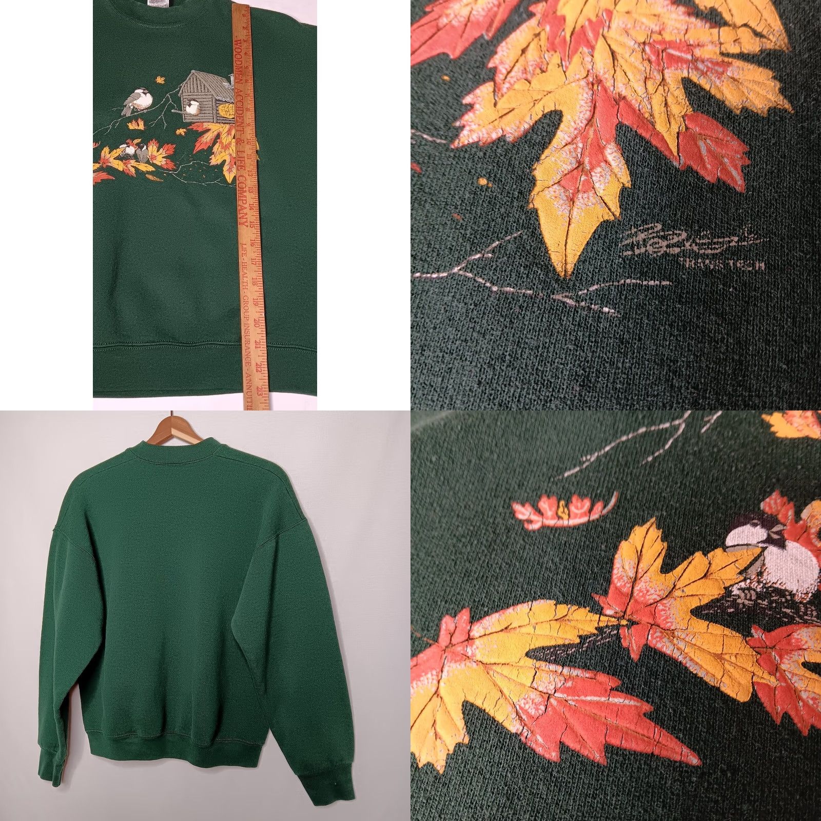Fruit Of The Loom VINTAGE Fruit of the Loom Sweatshirt Woman L Green Nature Tree Birds Crew Neck Long Sleeve Pullover KnIT Fall Size L / US 10 / IT 46 - 8 Thumbnail