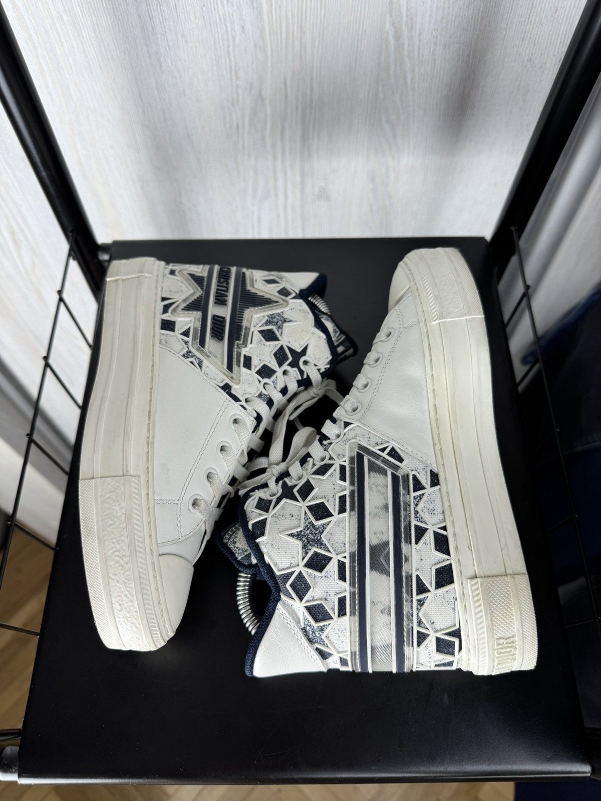 Dior Dior Walk'n'Dior Star Star Lace Up High Top Leather Sneakers Size US 4.5 / IT 34.5 - 9 Thumbnail